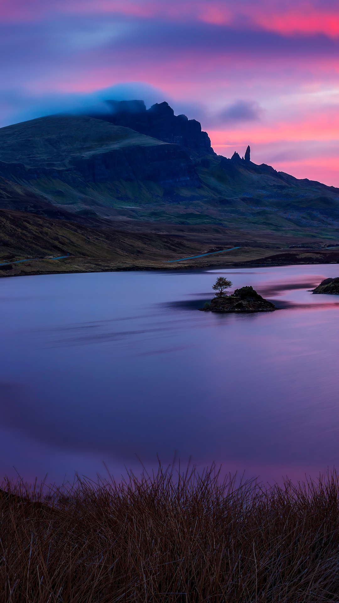 Loch Fada sunrise, Skye, 5K wallpapers, 1080x1920 Full HD Phone