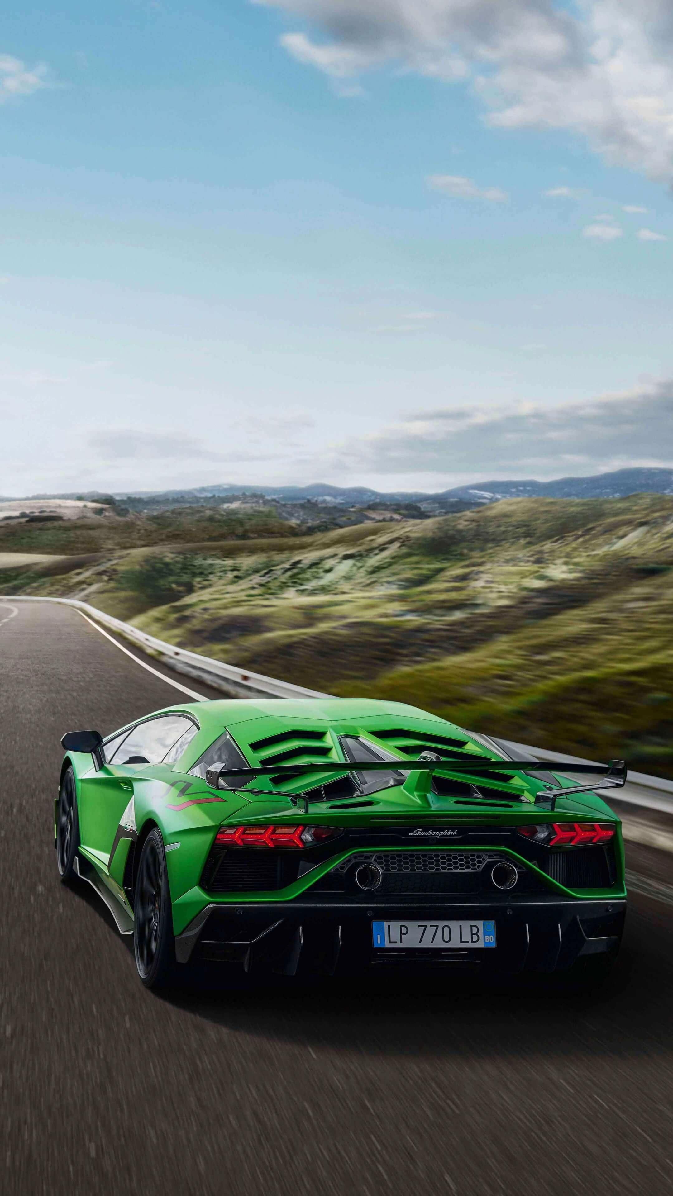 Green Lamborghini Aventador, Top free backgrounds, 2160x3840 4K Handy