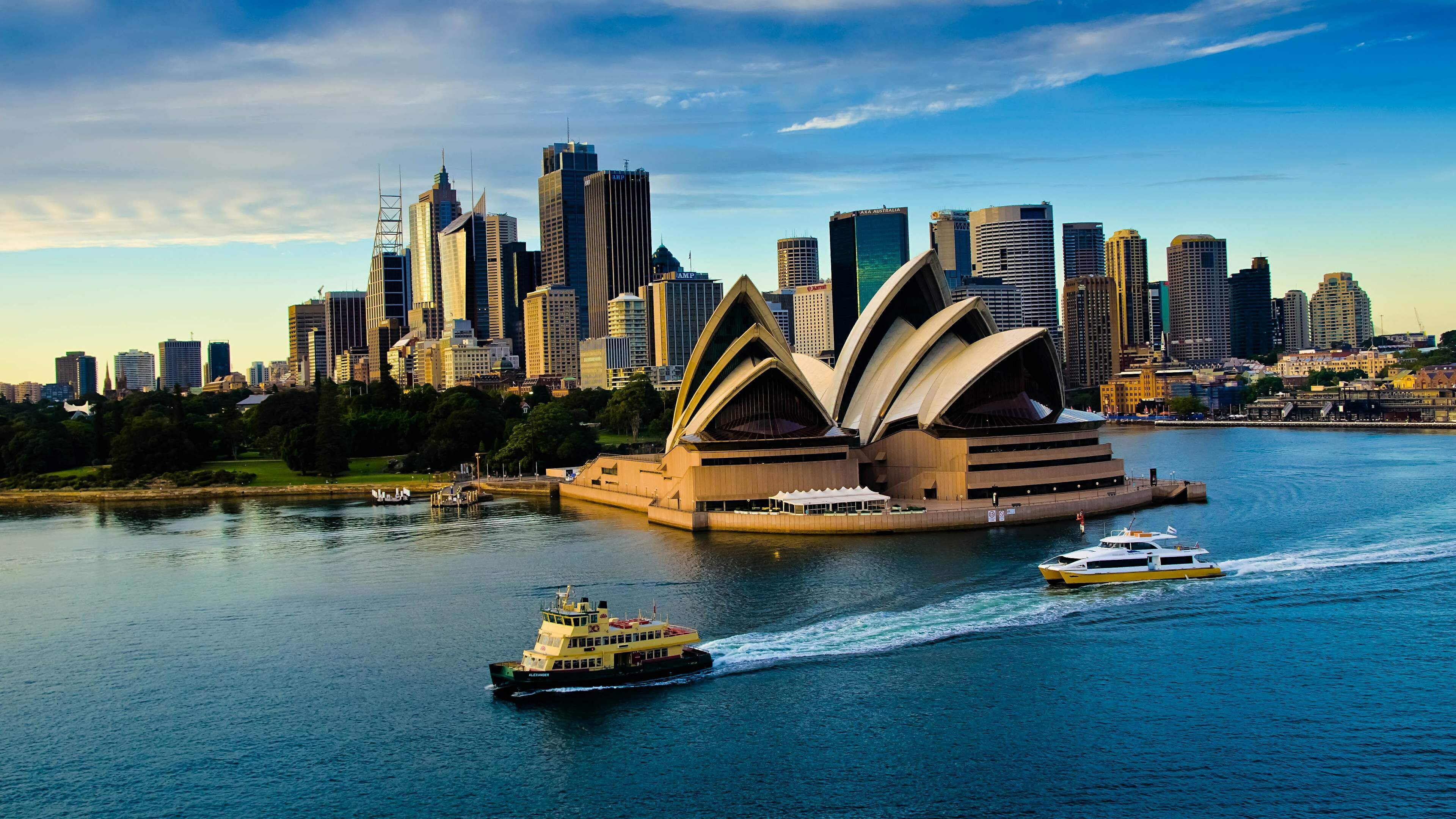 Australia: Opera house, Designed by Danish architect Jorn Utzon, Sydney. 3840x2160 4K Wallpaper.