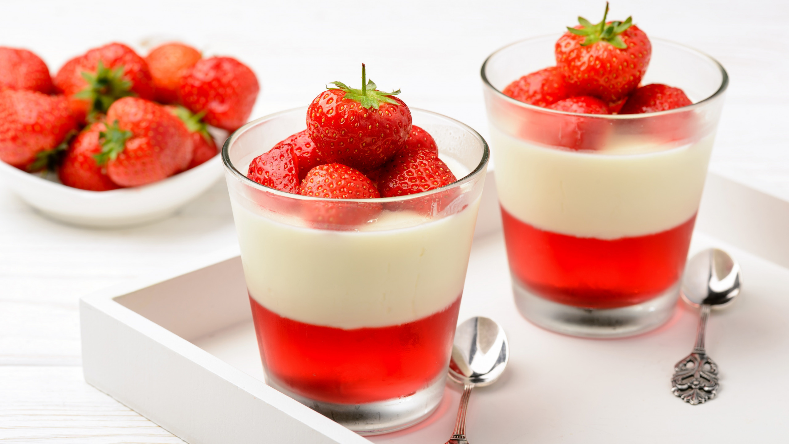 Strawberry bliss, Creamy yogurt treats, Sweet temptation, Scrumptious delight, 2560x1440 HD Desktop