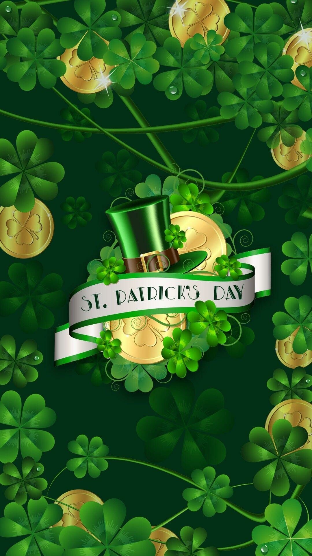 Saint Patrick's Day: Clovers, An annual feast day, Ireland. 1080x1920 Full HD Background.