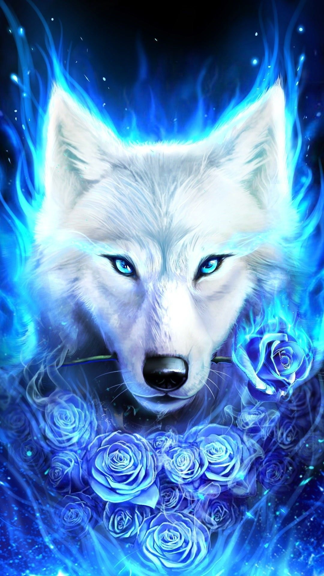 Ice wolf, Striking artwork, Animal beauty, Piercing eyes, 1080x1920 Full HD Phone