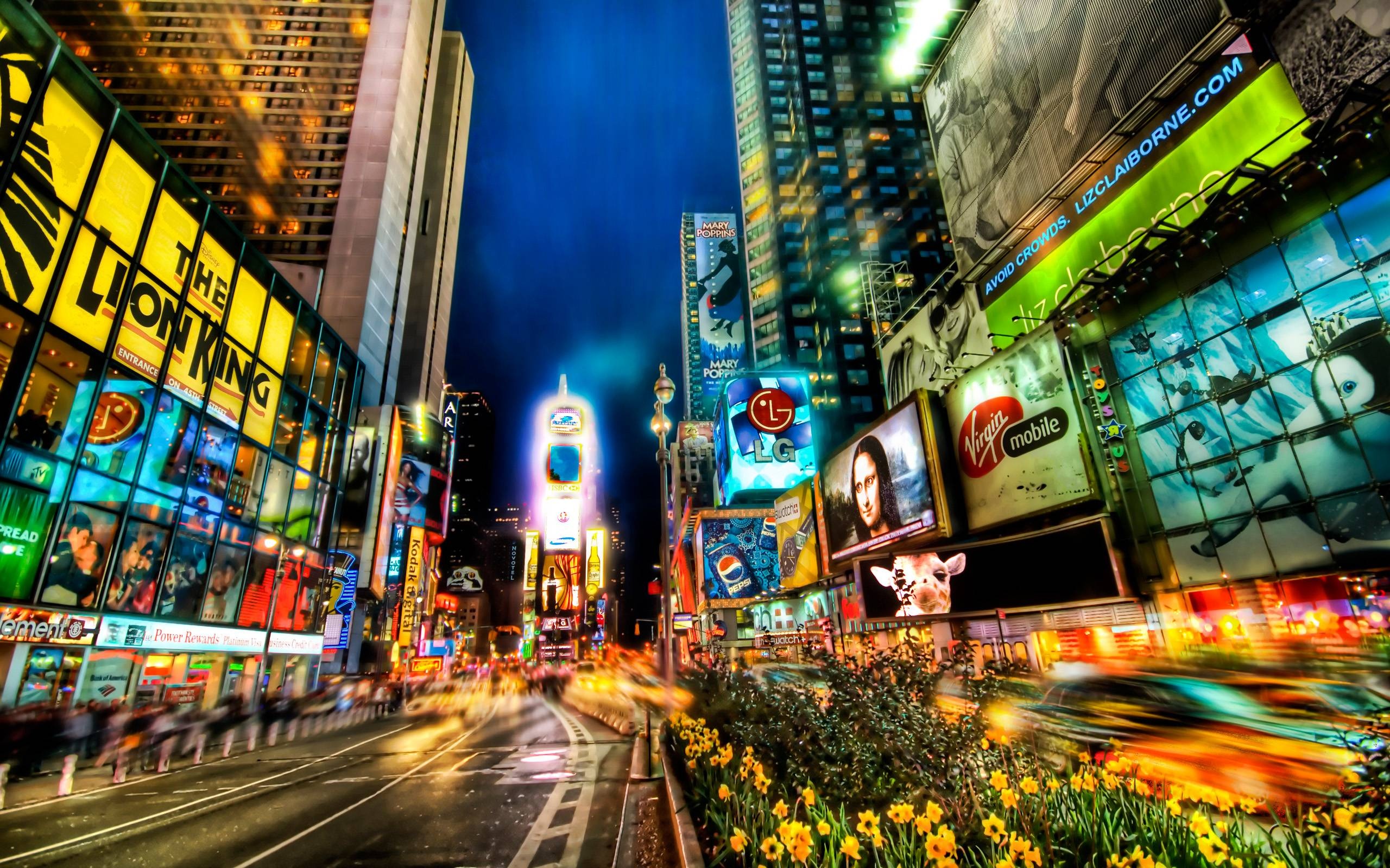 Times Square panorama, Urban landscape, Bright lights, Tourist hub, 2560x1600 HD Desktop