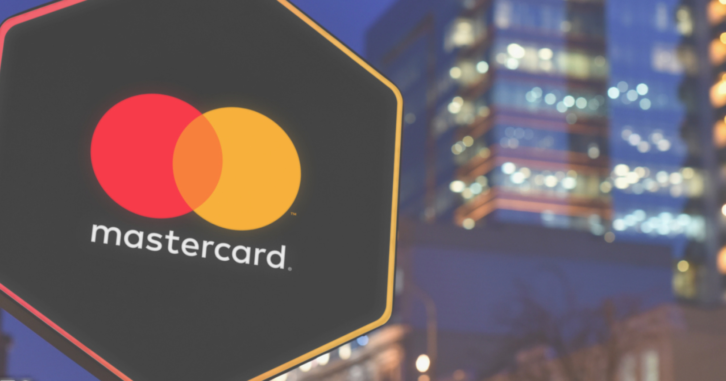 Mastercard: An American multinational financial services corporation, Logo. 2400x1260 HD Background.