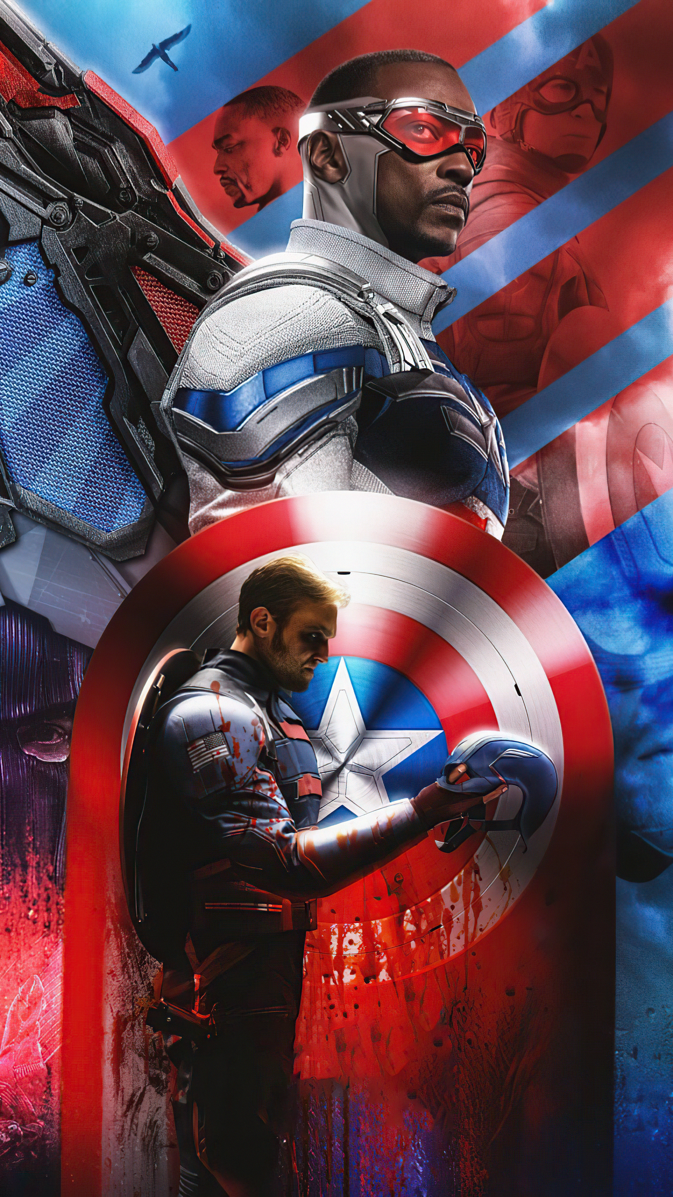 Anthony Mackie, Falcon and Winter Soldier, 4k wallpapers, 2160x3840 4K Handy