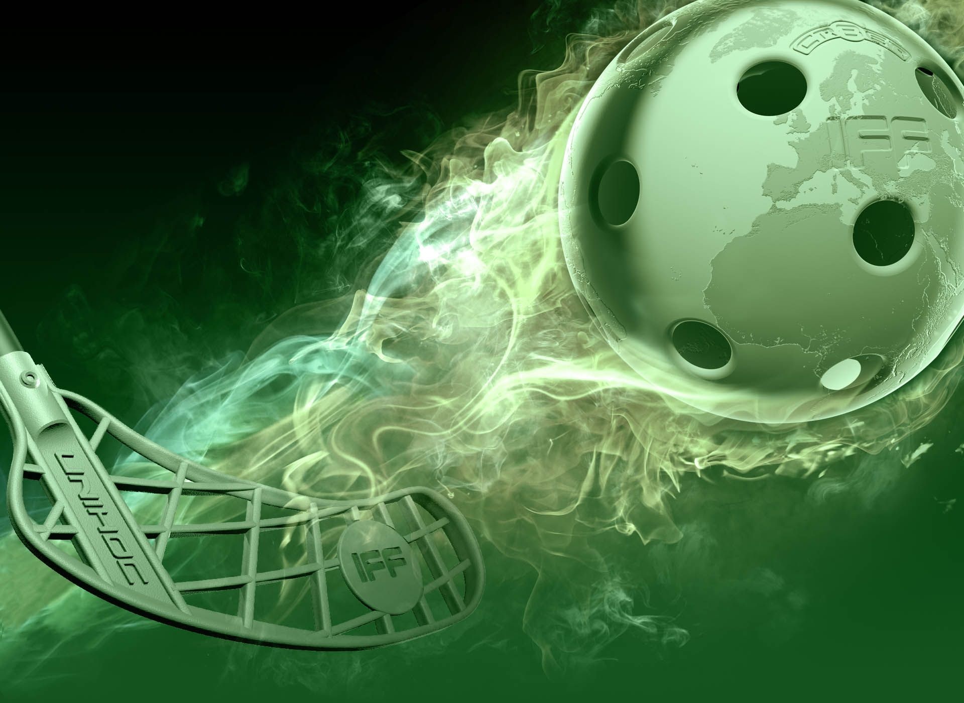Floorball: A stick strikes the Earth-style ball, International competitive sports discipline. 1920x1400 HD Wallpaper.