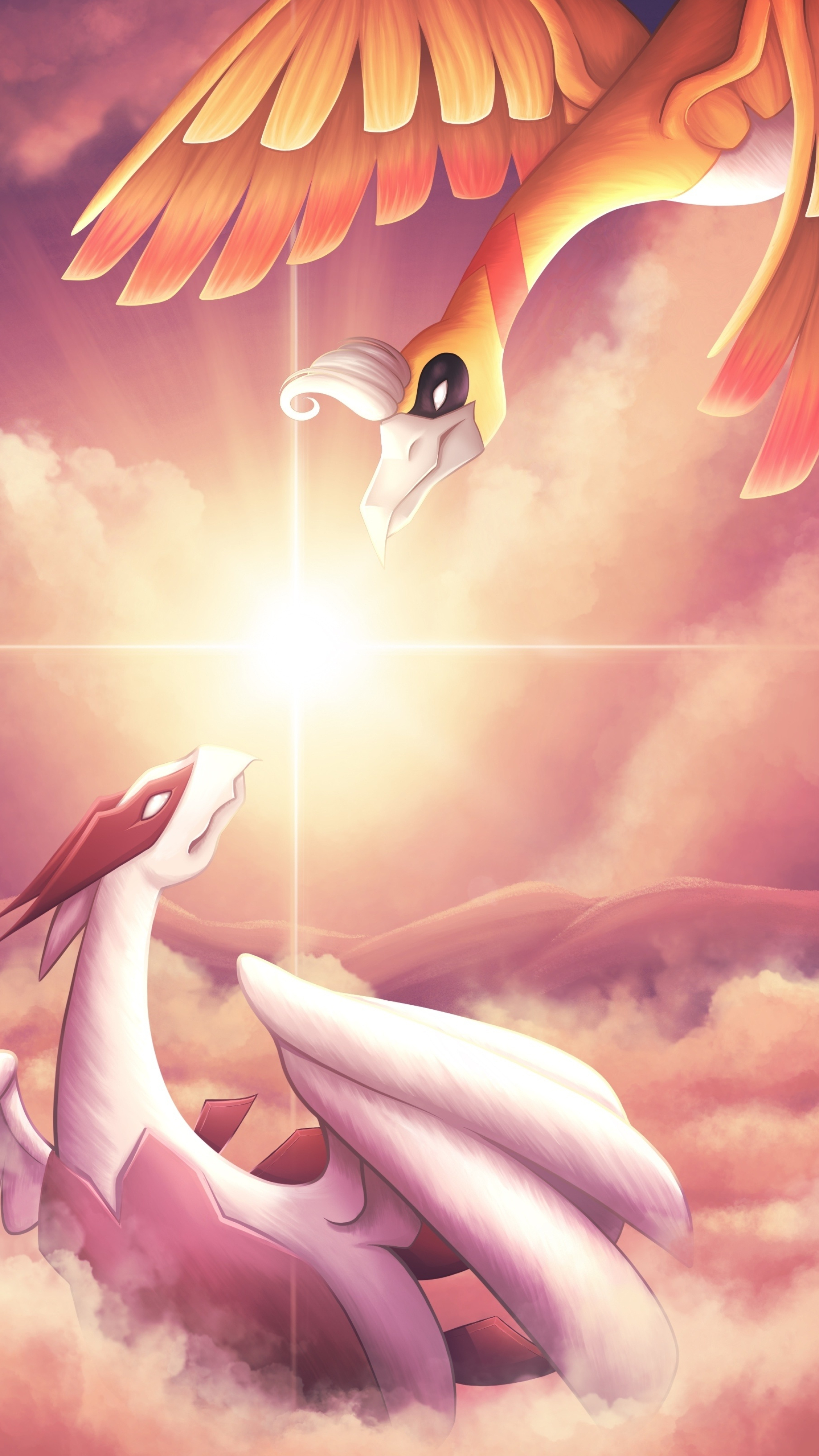 Ho-Oh, Wallpaper of Lugia, Pokemon beyond the clouds, High resolution, 2000x3560 HD Phone