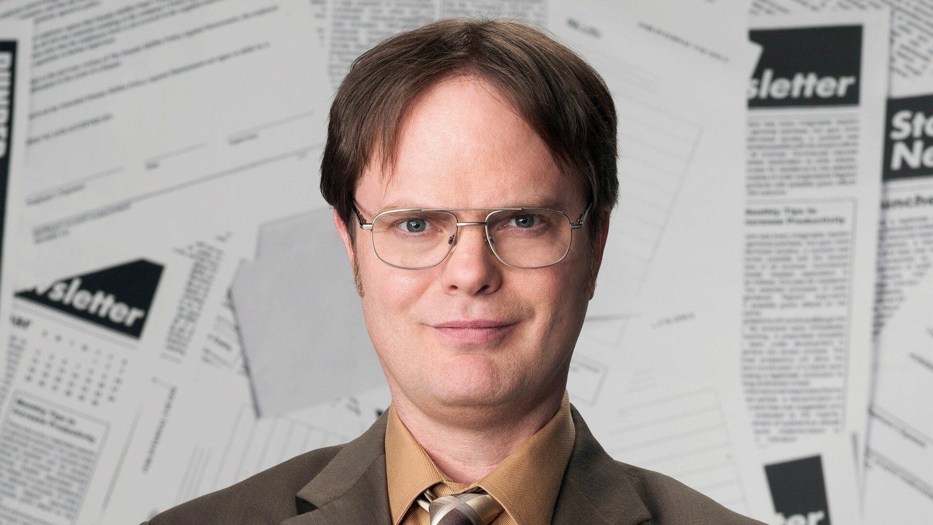 The Office (TV Series): Dwight Schrute, portrayed by Rainn Wilson, the assistant to the regional manager. 1920x1080 Full HD Background.