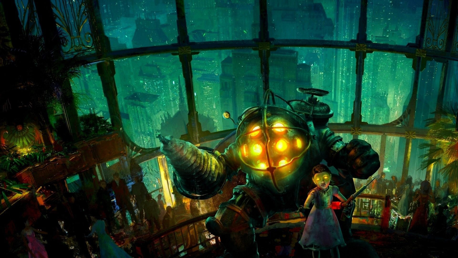 BioShock: Big Daddy, Game characters, FPS. 1920x1080 Full HD Wallpaper.