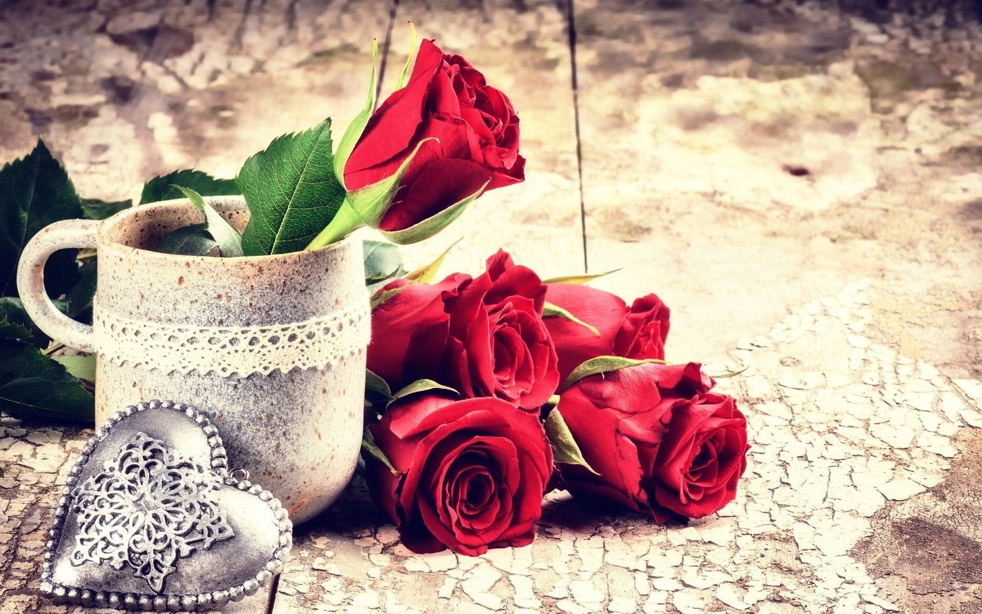 Hearts and Flowers, Heart and red roses, Love and romance, Romantic wallpapers, 1920x1200 HD Desktop