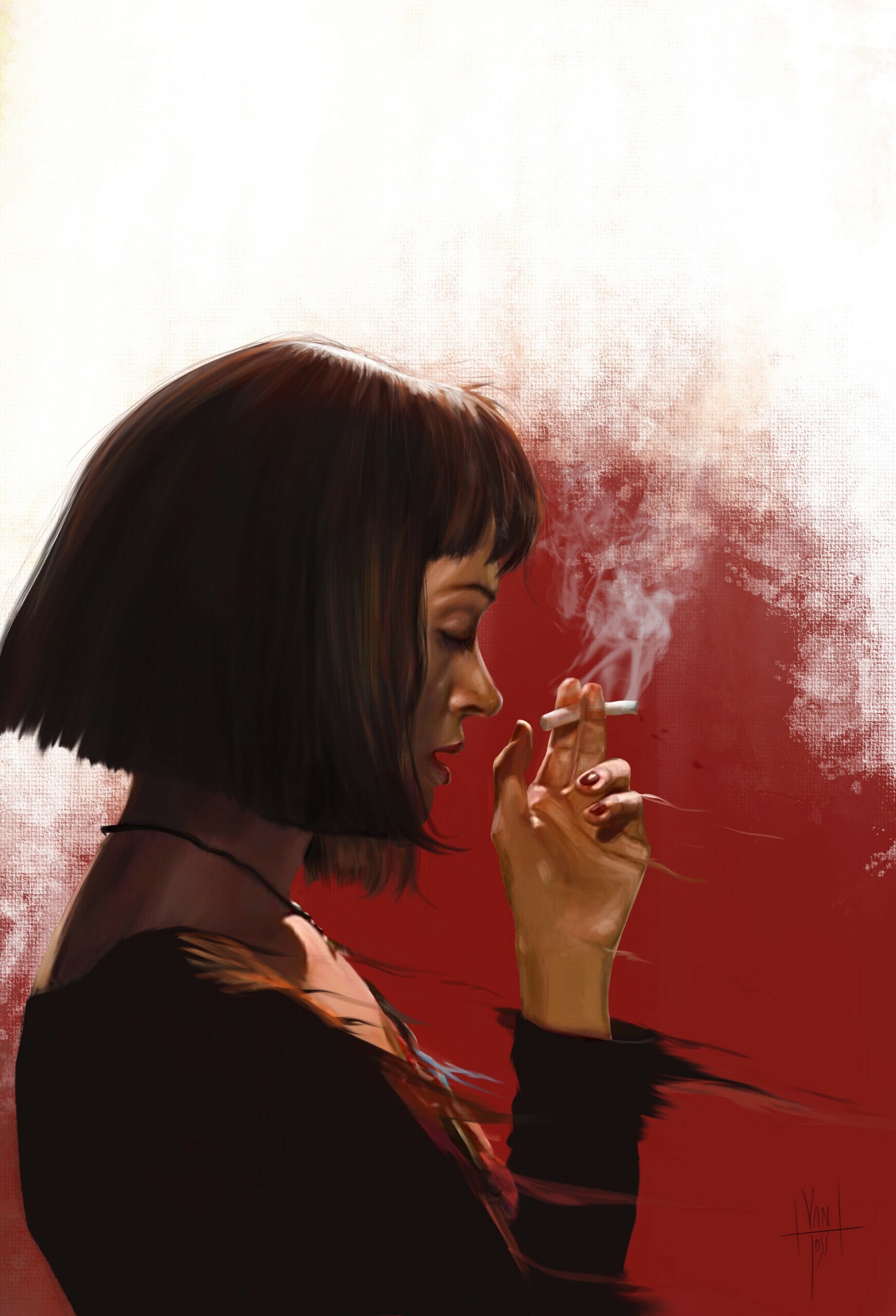 Pulp Fiction: Mia Wallace, Wallace's wife and an aspiring actress. 1750x2560 HD Background.
