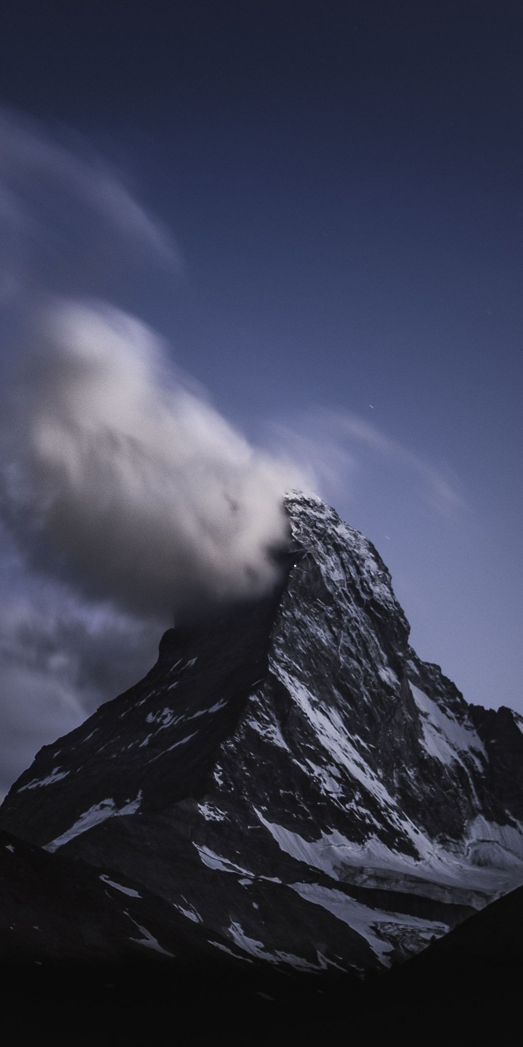 Matterhorn mountain, Cloud at peak, Watercolor wallpaper, Dark and beautiful, 1080x2160 HD Phone