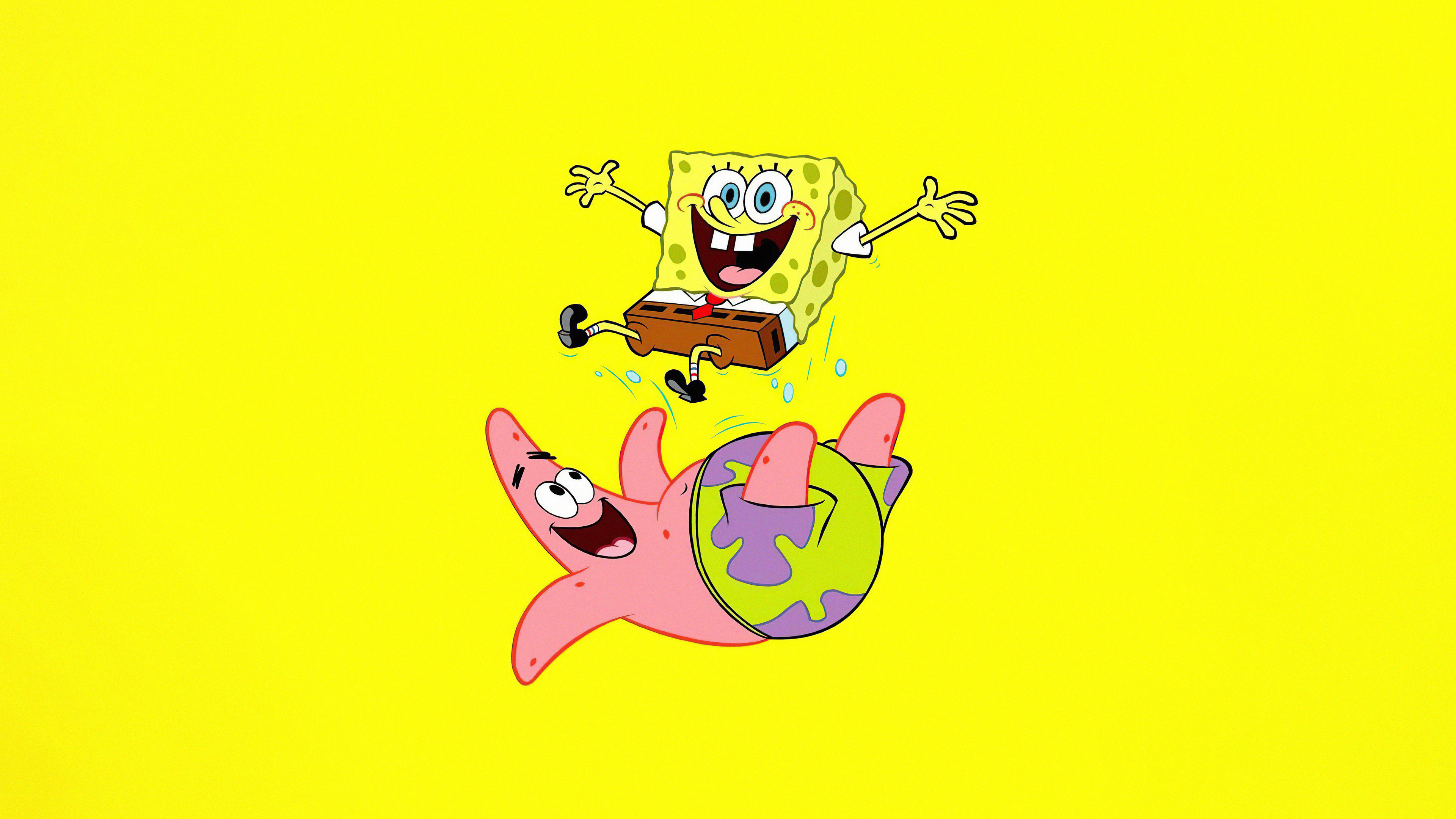 SpongeBob and Patrick, Minimal wallpapers, 4K HD, Animated characters, 3840x2160 4K Desktop
