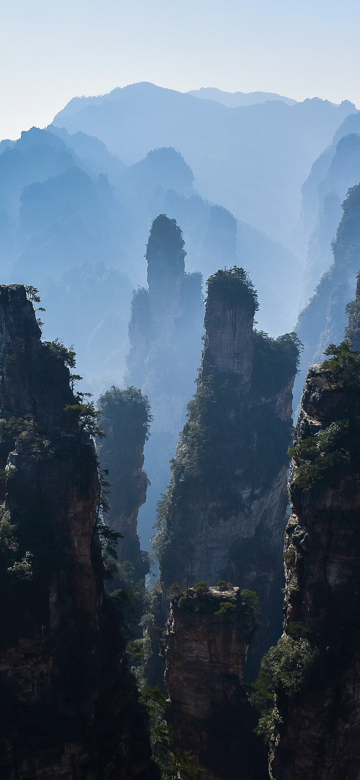 Zhangjiajie National Park, Stunning landscapes, Majestic rock formations, Tranquil nature, 1250x2690 HD Handy