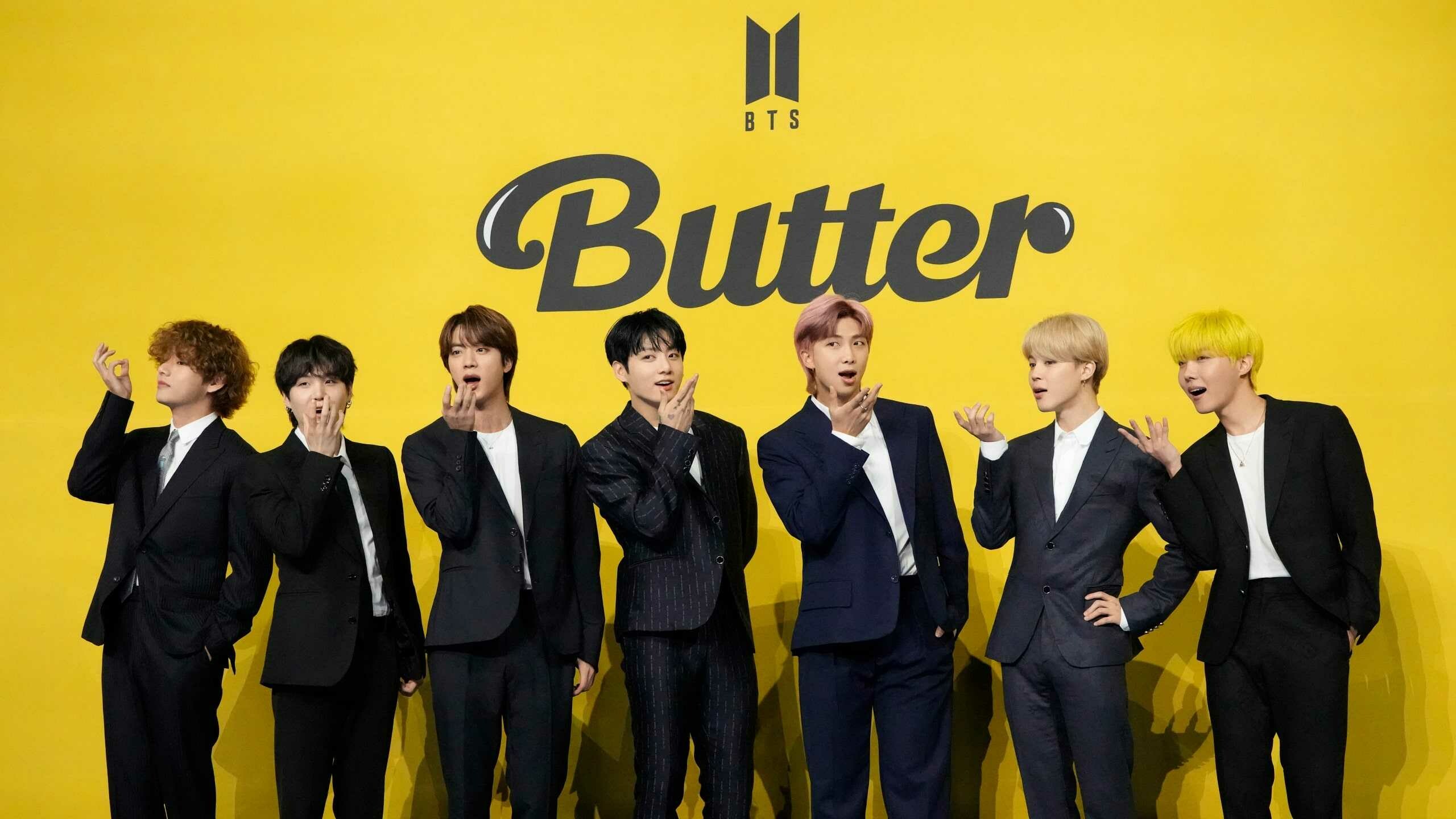 BTS: "Butter" was released as a digital single on May 21, 2021. 2560x1440 HD Background.