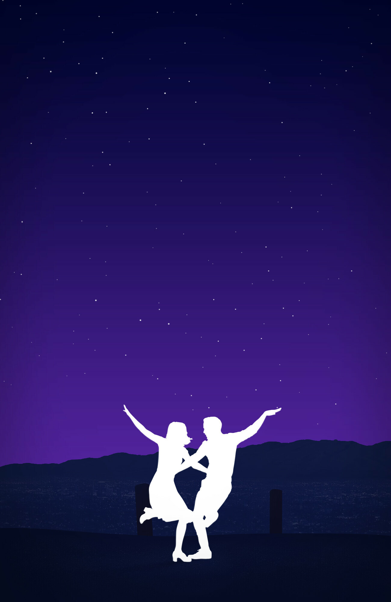 La La Land: A romantic musical starring Ryan Gosling and Emma Stone, Silhouette, Minimalist. 1300x2000 HD Background.