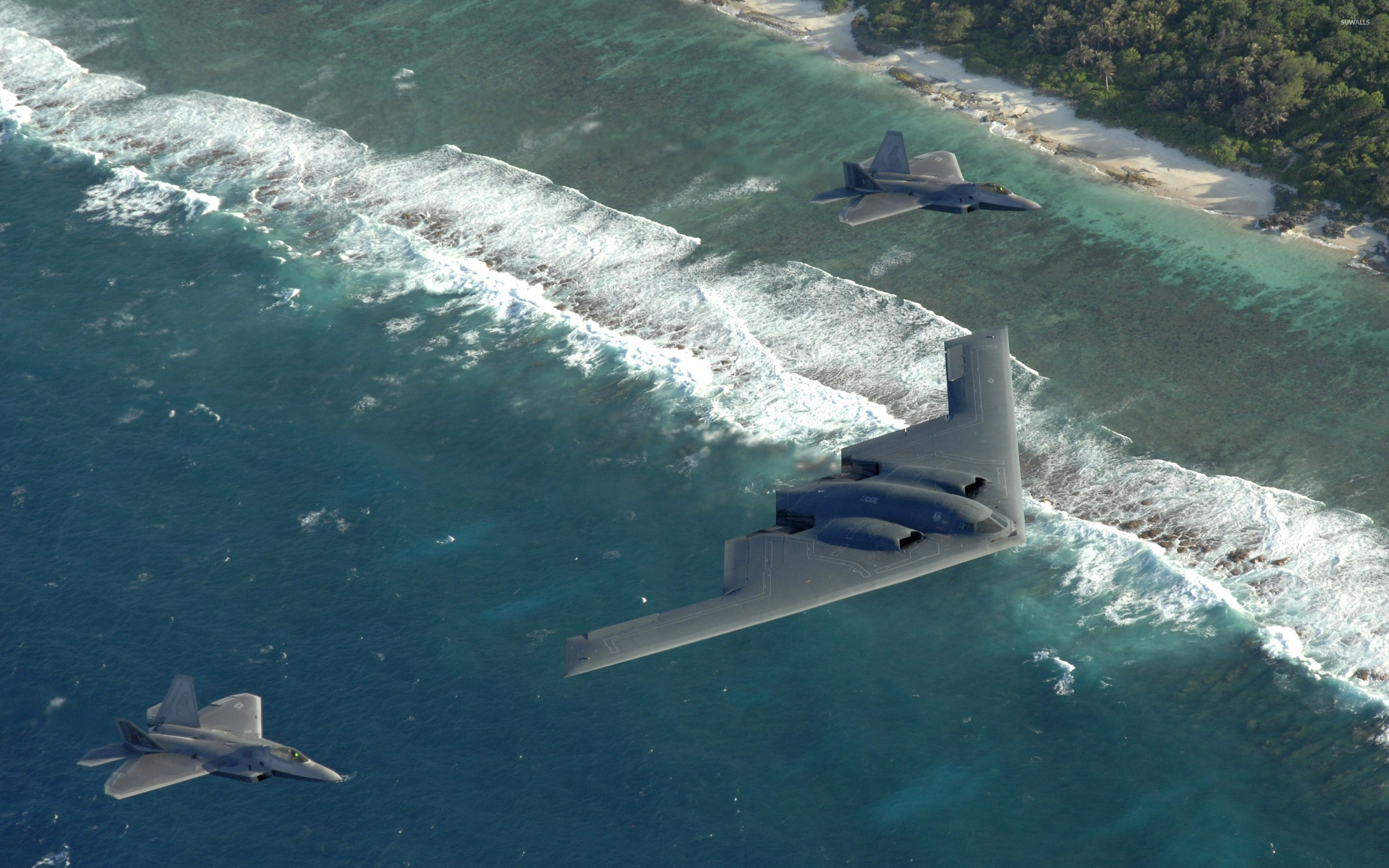 Northrop Grumman, B-2 Spirit, Above the Ocean, 2880x1800 HD Desktop