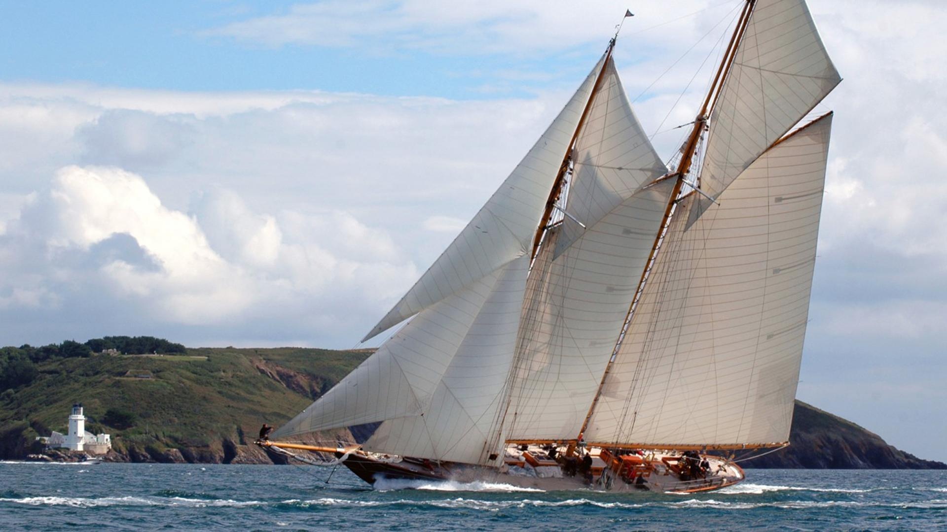 Schooner: International Schooner Association, Fore-and-aft sails. 1920x1080 Full HD Background.
