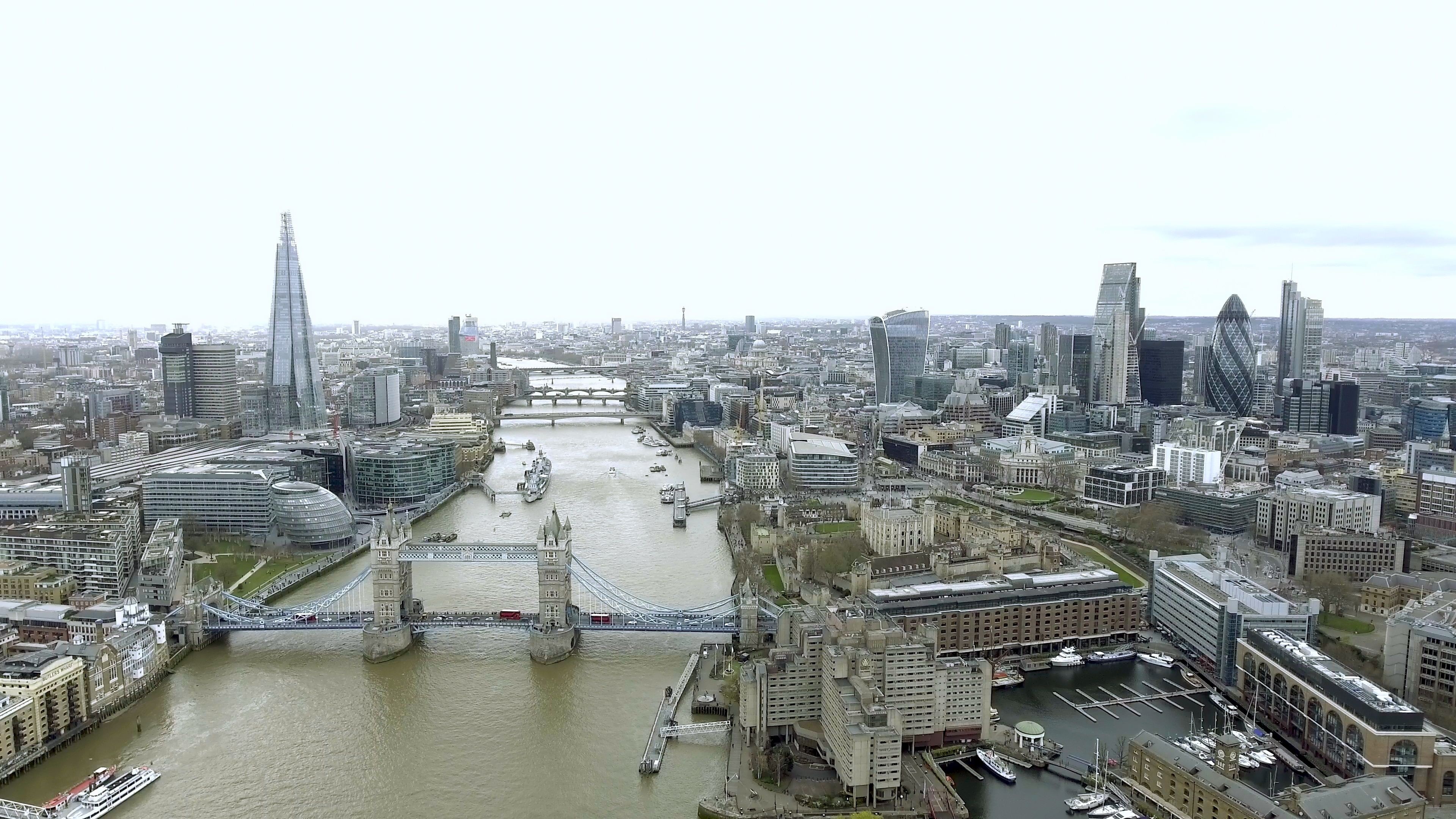River Thames, Aerial cityscape, Bird's eye view, London's charm, 3840x2160 4K Desktop