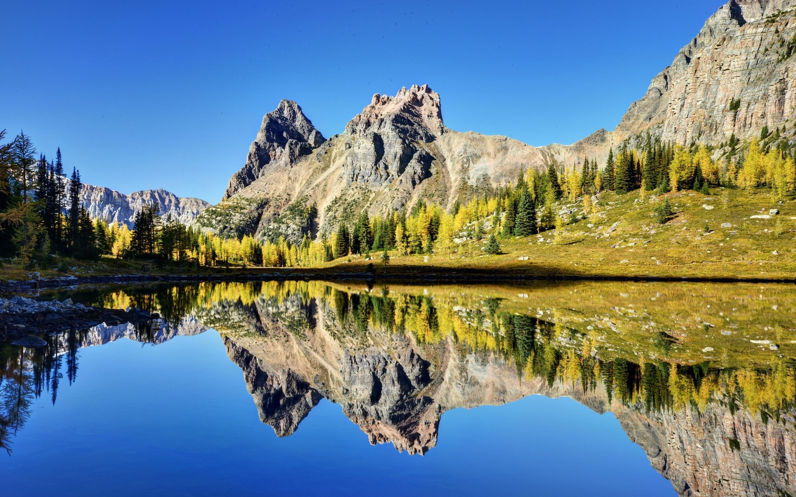 Lake reflections, Misty mountains, Icy landscapes, Nature's grandeur, 2560x1600 HD Desktop