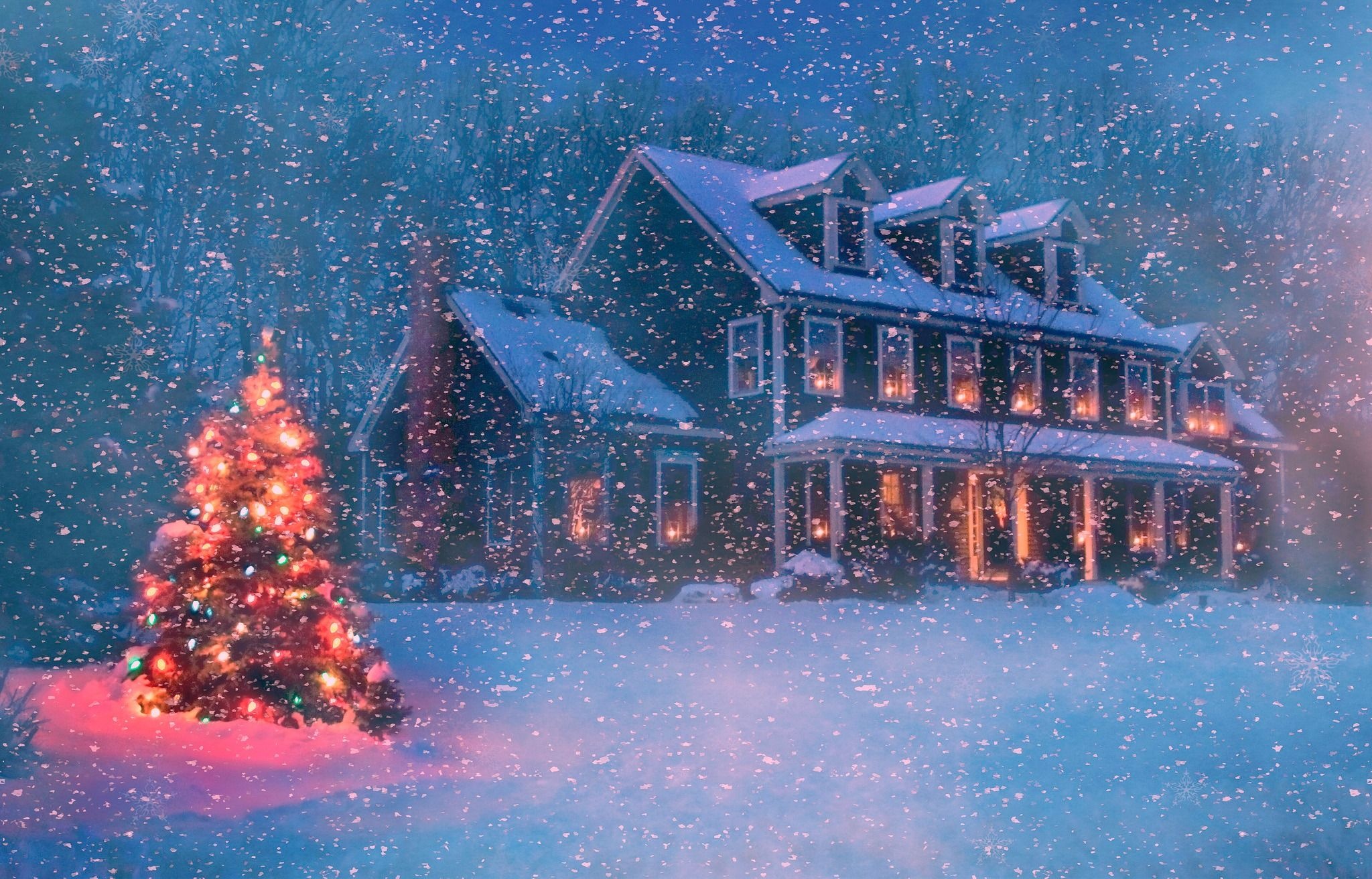 Christmas house, Festive decor, Holiday cheer, Winter wonderland, 2050x1320 HD Desktop