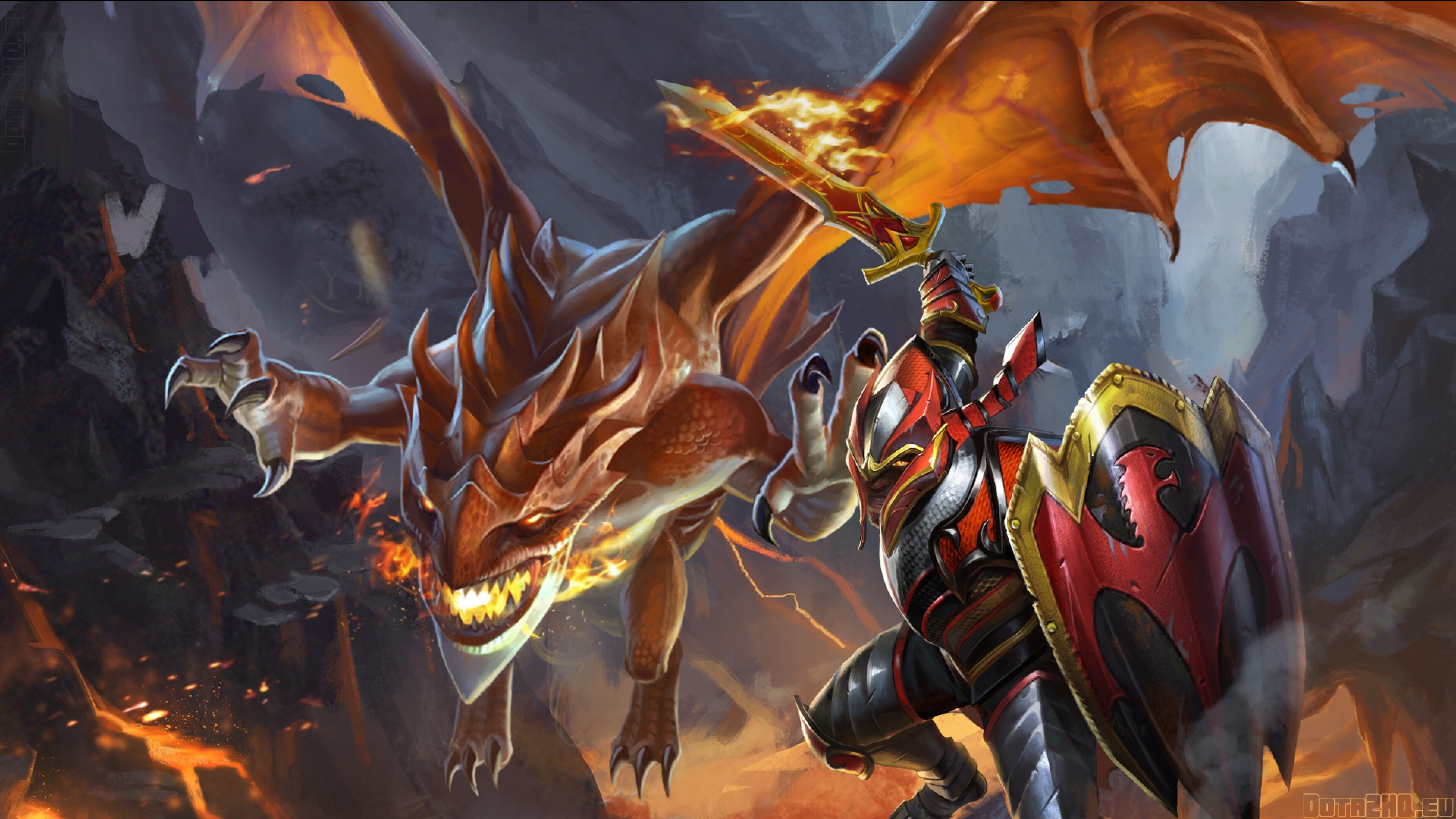 Dota 2: Dragon Knight, Transforms into a formidable ranged dragon. 3840x2160 4K Background.