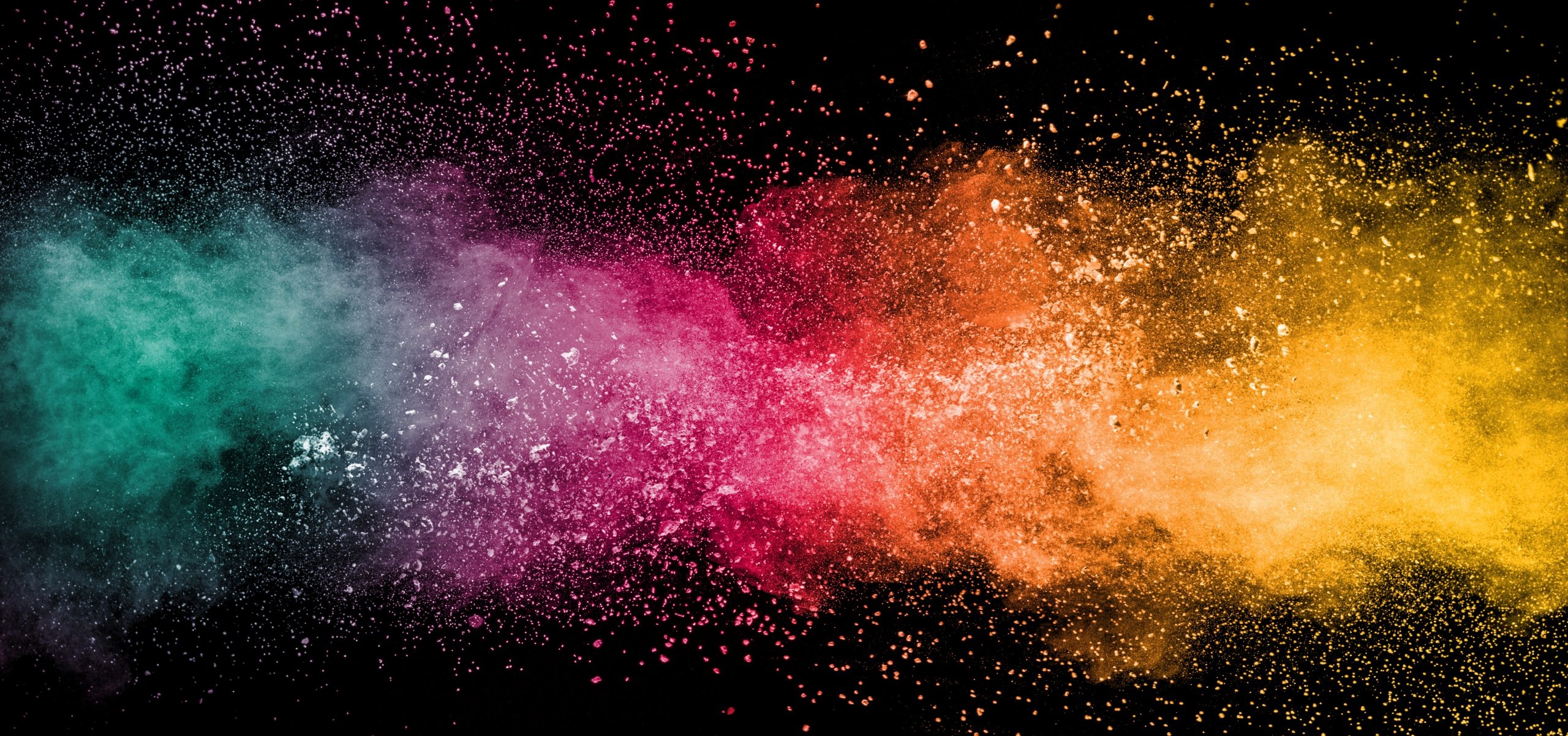 Pastel powder background, Colorful dust splash, Creative thinking, Vibrant color, 2560x1210 Dual Screen Desktop