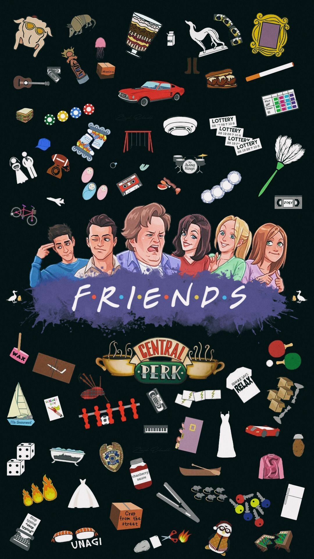 Friends (TV Series): Poster, Fan art, Six young adults living in New York City. 1080x1920 Full HD Wallpaper.