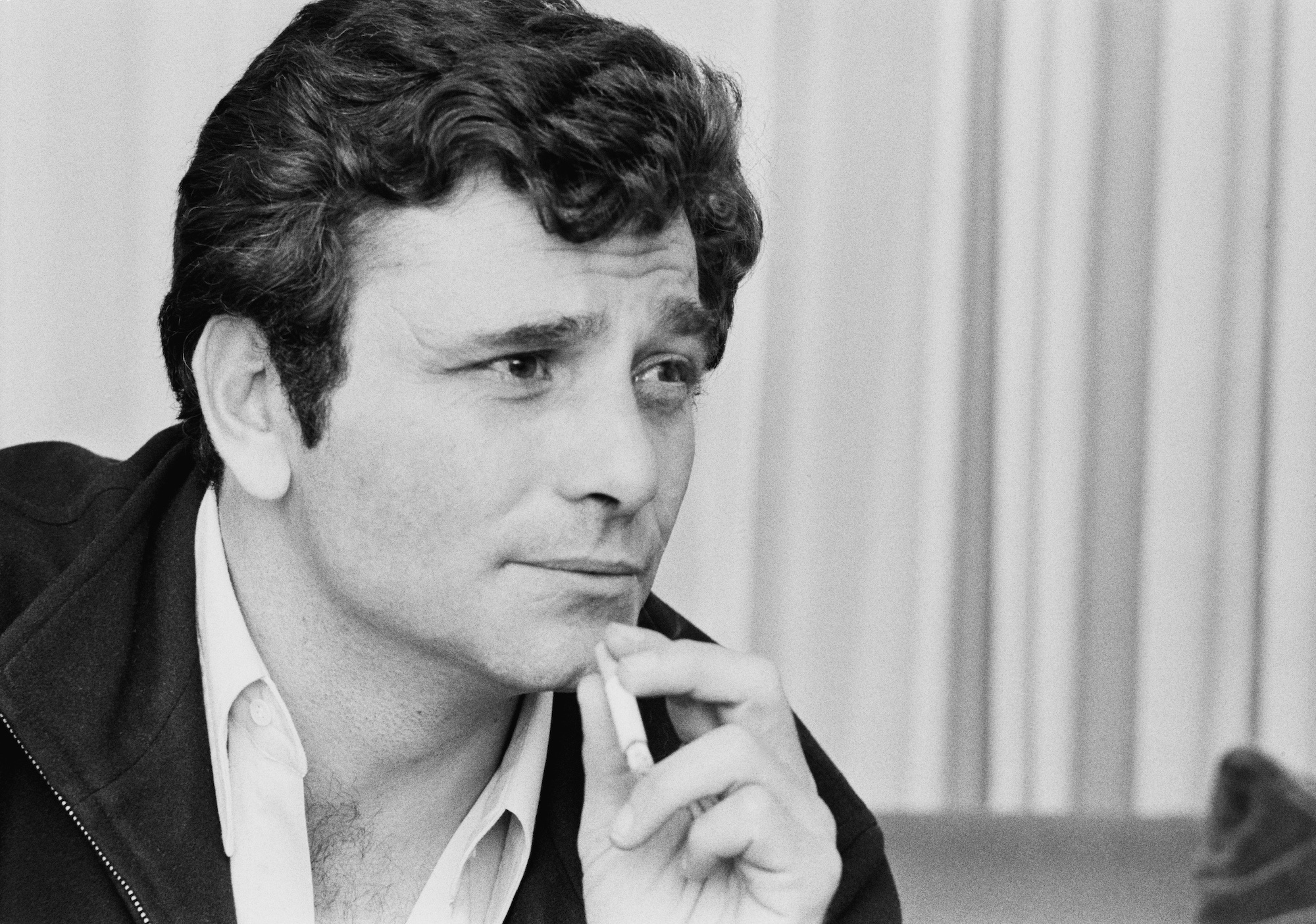 Peter Falk: A much-admired star of television, film and stage for over half a century, Black and white, Close up portrait. 2000x1410 HD Wallpaper.