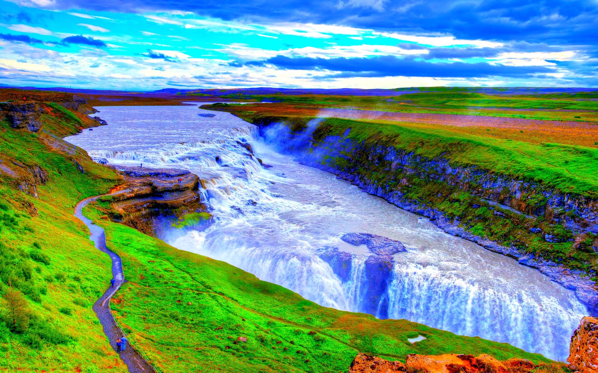Waterfall: Nature, Beautiful river, Gullfoss, Iceland. 1920x1200 HD Wallpaper.