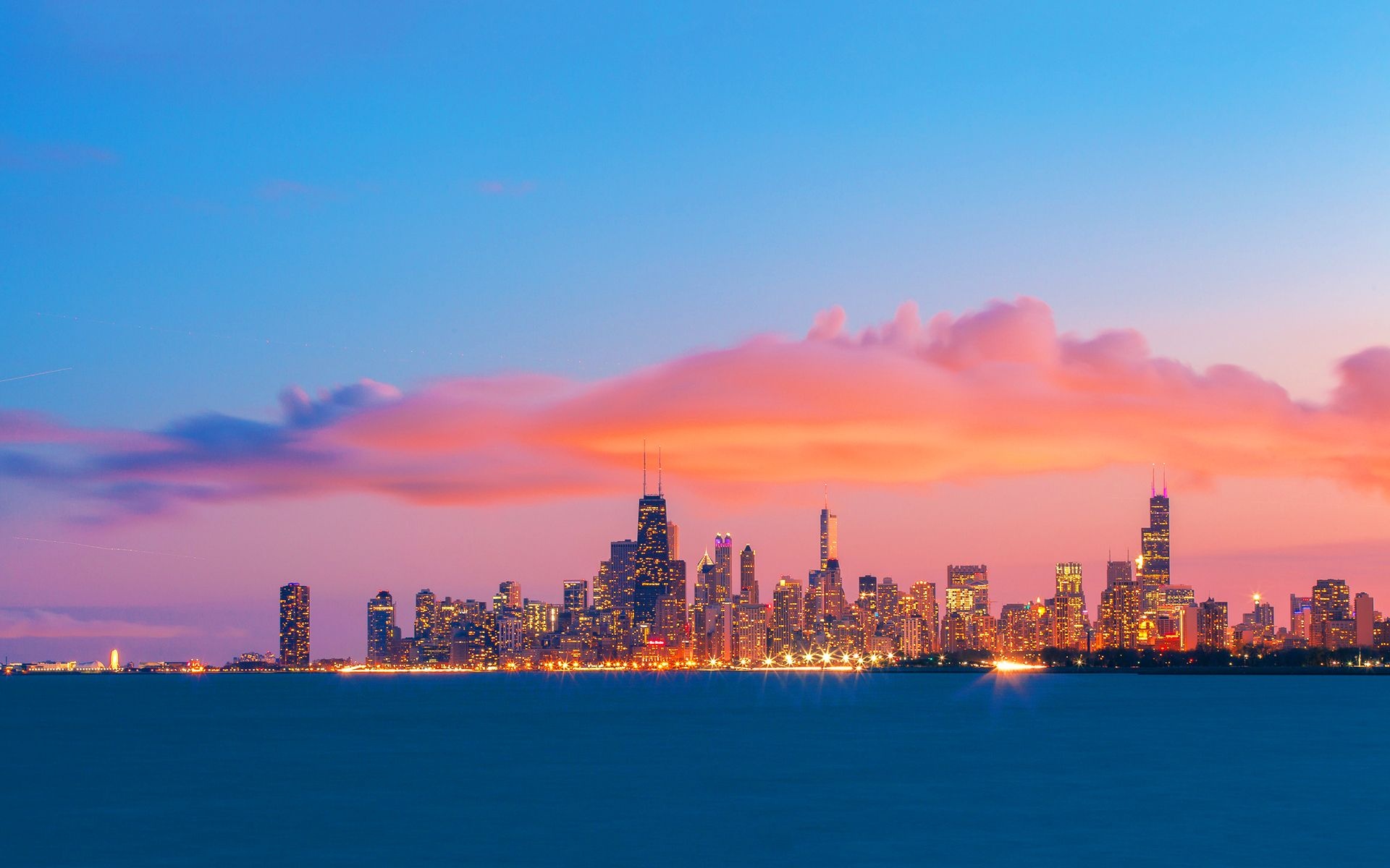 Chicago skyline, Sunset wallpaper, 1920x1200 HD Desktop