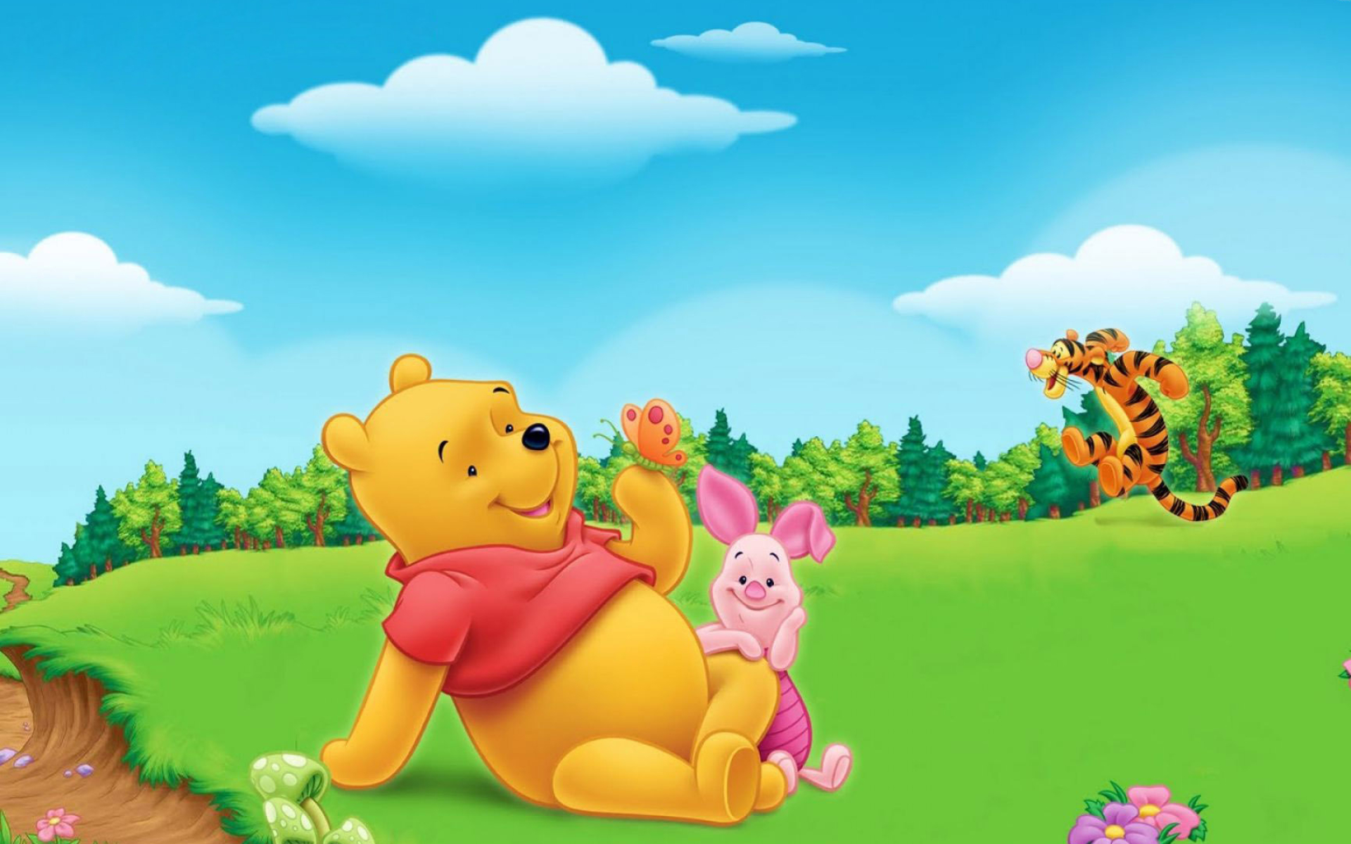 Piglet, Winnie-the-Pooh, Animation, Charming background, 1920x1200 HD Desktop