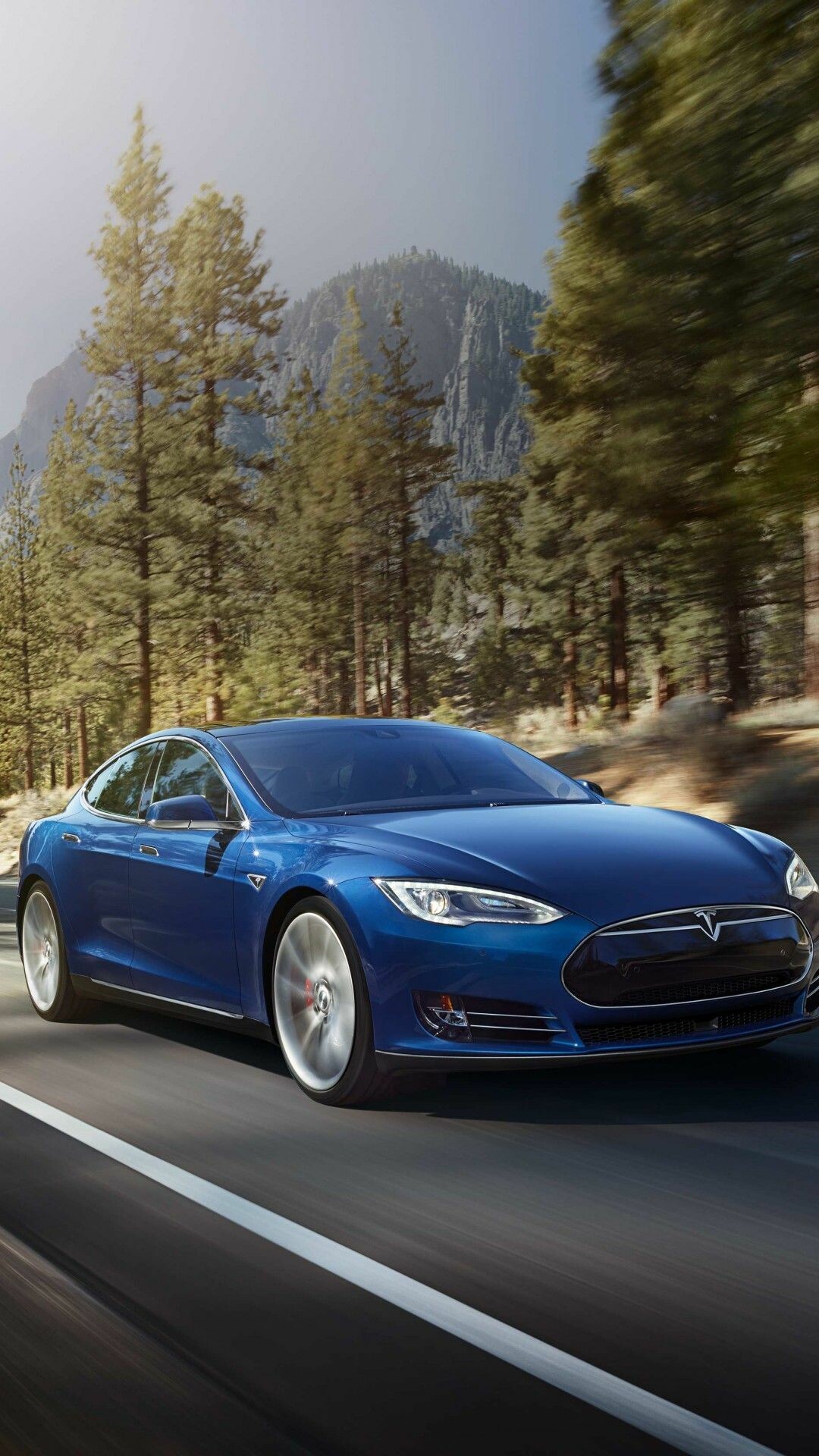 Tesla Model S: Electric vehicle, Well known for its Autopilot feature. 1080x1920 Full HD Background.