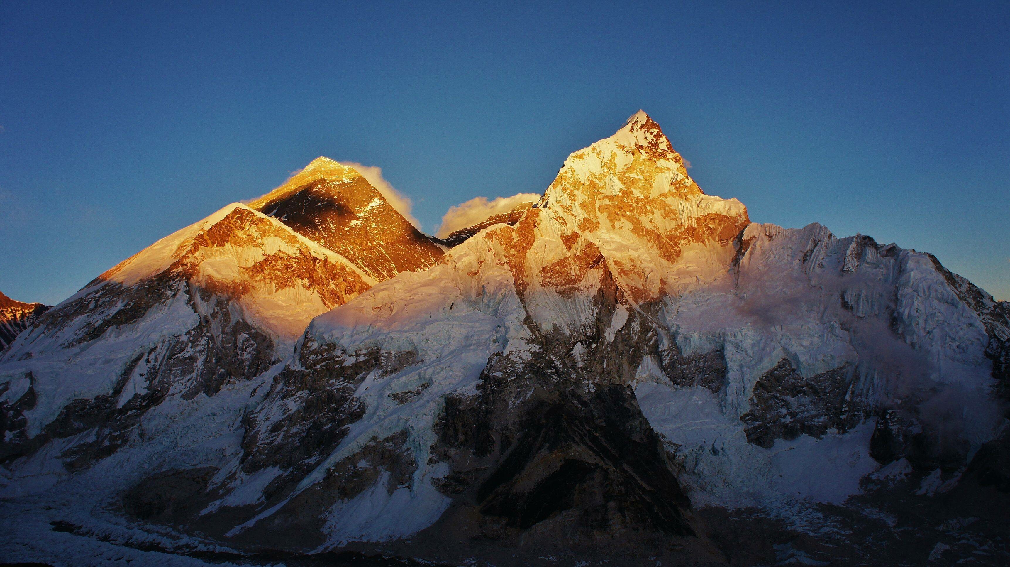 Mount Everest: The mountain is called Sagarmatha in Nepal, The ultimate peak. 3450x1940 HD Background.