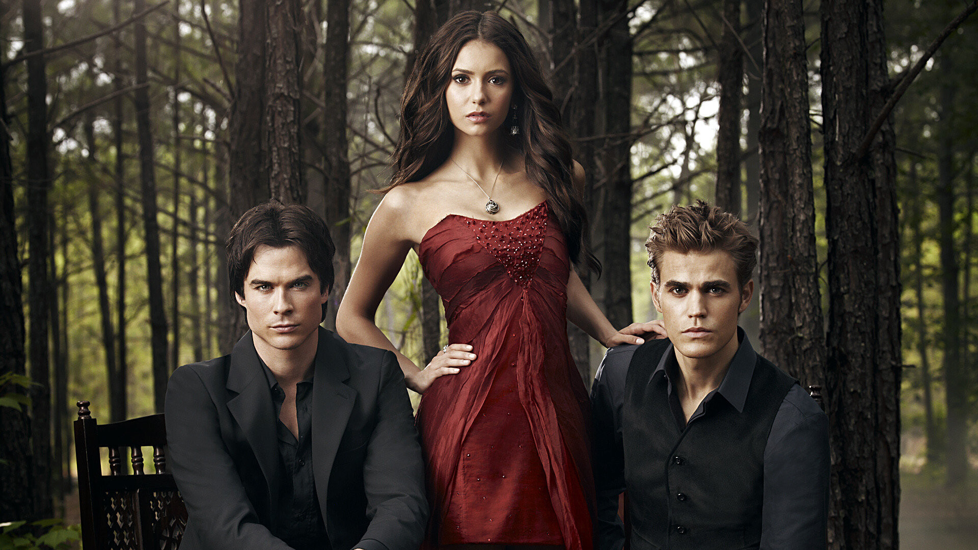 The Vampire Diaries (TV Series): First Season Started In 2009, Mystery Fantasy Drama, Hyperphysical Dark Powers. 1920x1080 Full HD Background.