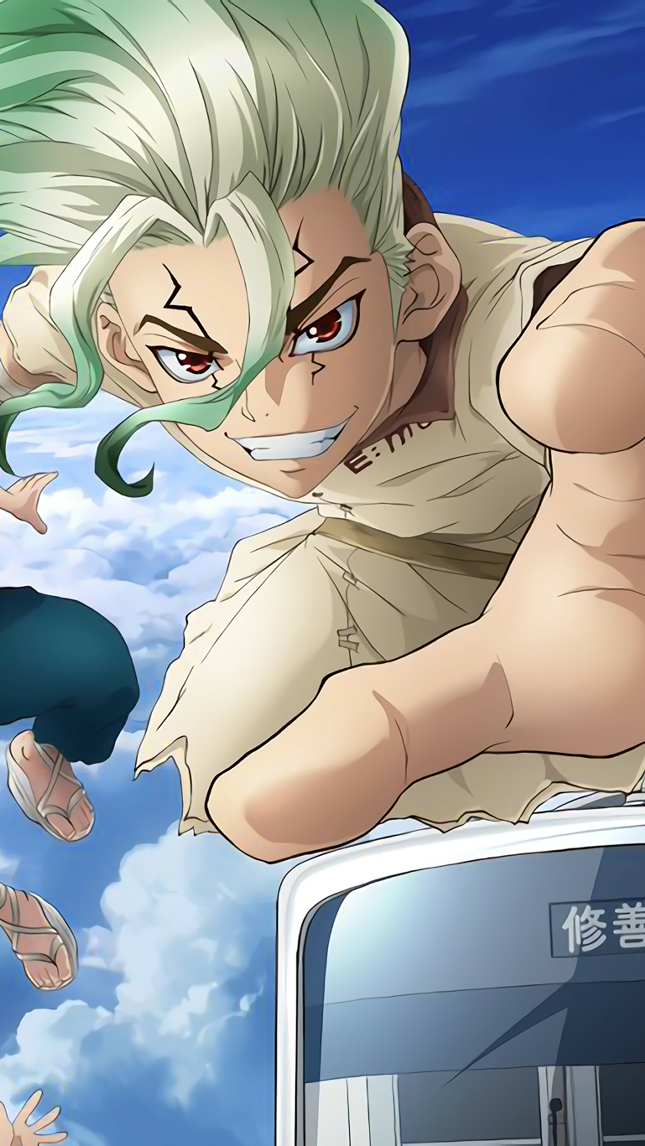 Dr.STONE: A teenage scientific genius who plans to rebuild civilization after humanity was mysteriously petrified for 3,700 years. 2160x3840 4K Wallpaper.