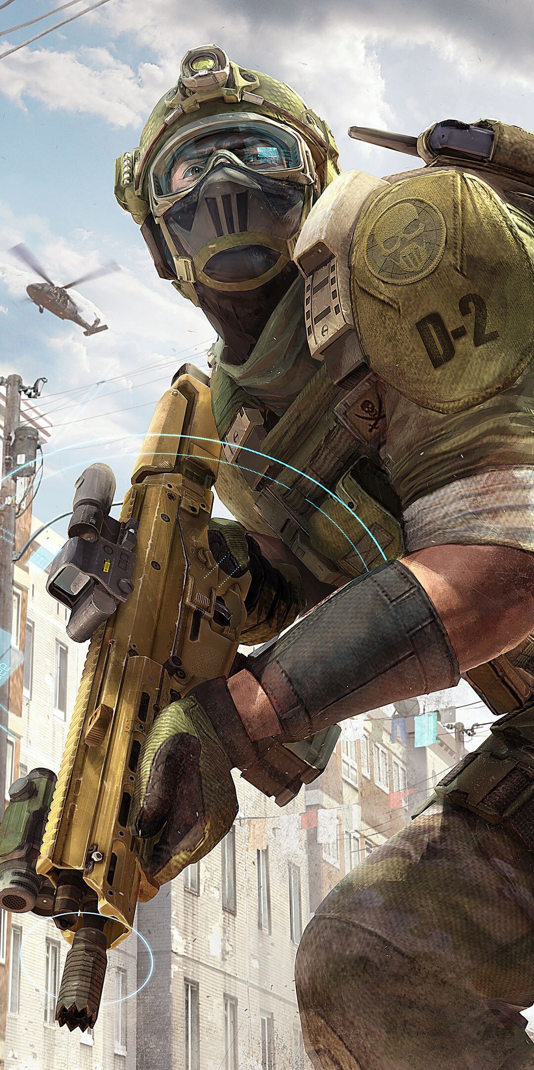 Ghost Recon: Future Soldier: Captain Cedric Ferguson, The leader of the group, Armed with FN SCAR-L. 1080x2170 HD Background.
