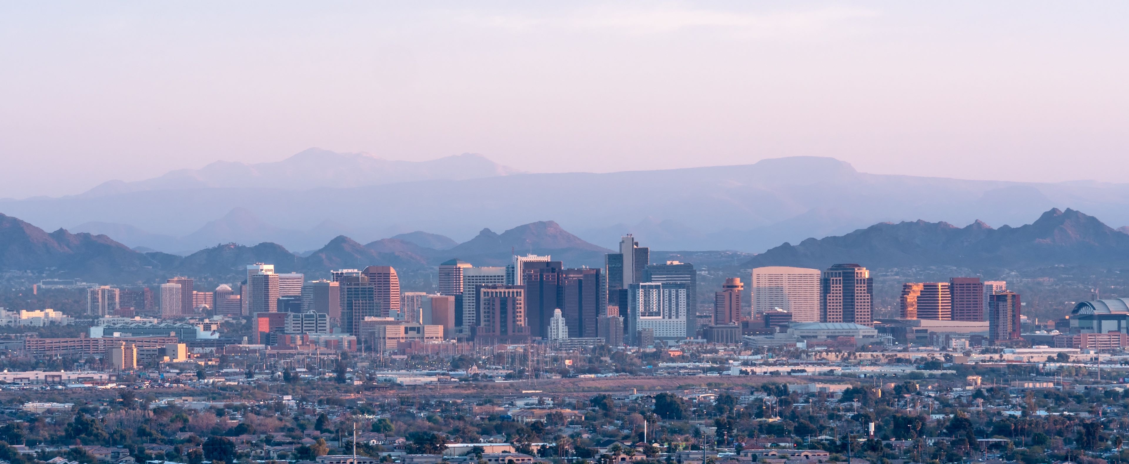Phoenix Skyline, Stunning panorama, Urban metropolis, Arizona cityscape, 3840x1580 Dual Screen Desktop