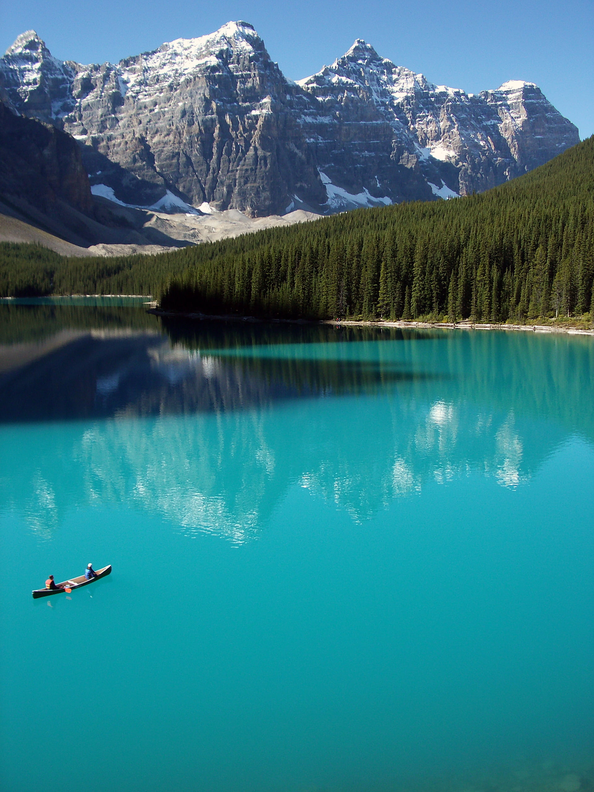 Moraine Lake, Boating adventure, Banff National Park, Captivating landscape, 1920x2560 HD Phone