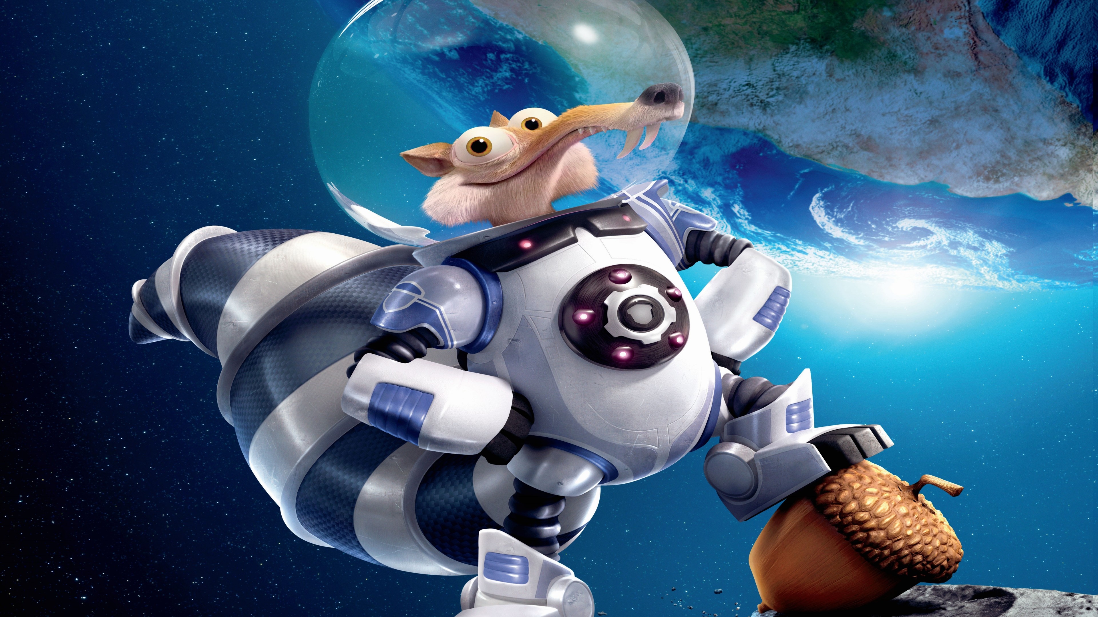 Ice Age 5 collision course, Sid and the squirrel, Best animations of 2016, Space movies, 3840x2160 4K Desktop