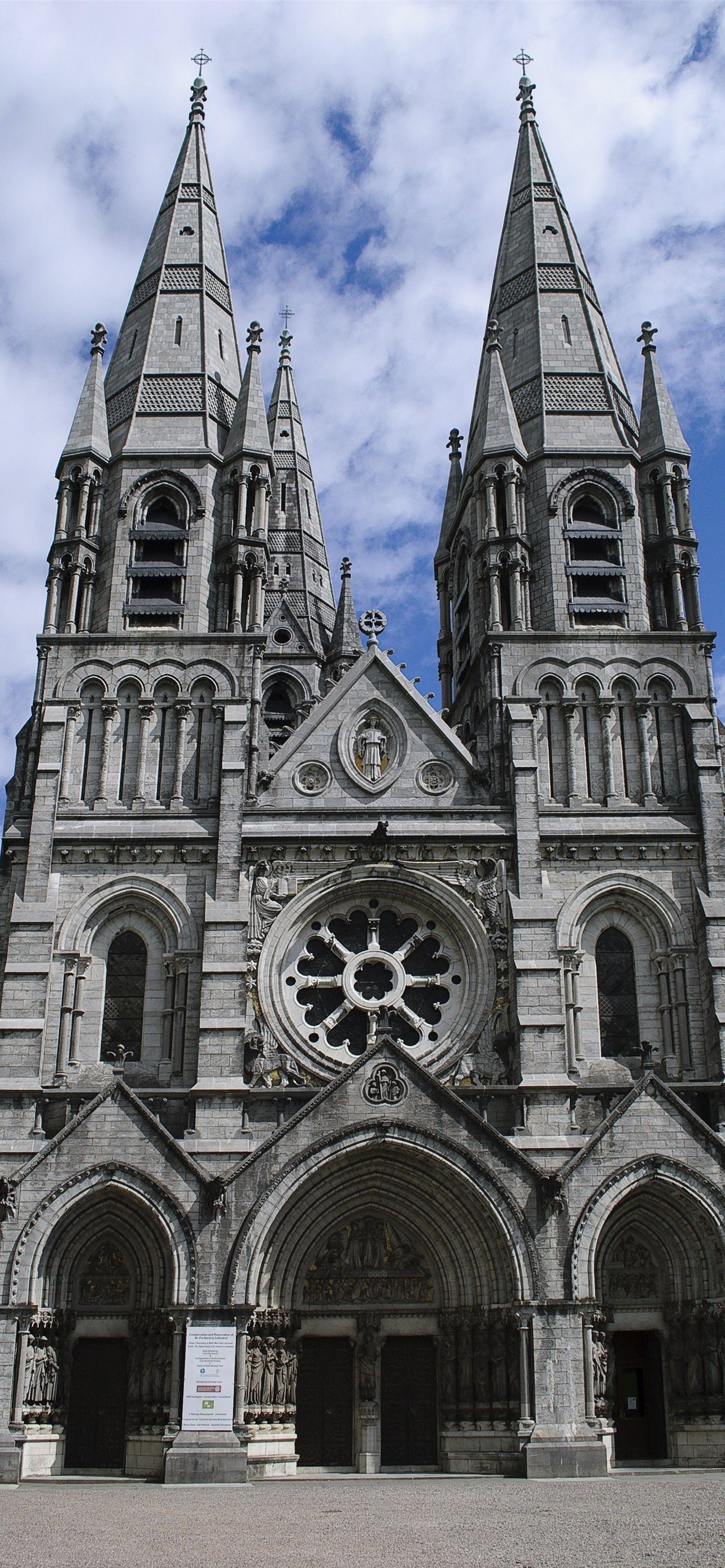 Cathedral: Saint Fin Barre's Church, A Gothic Revival three-spire Church of Ireland in the city of Cork. 1290x2780 HD Wallpaper.