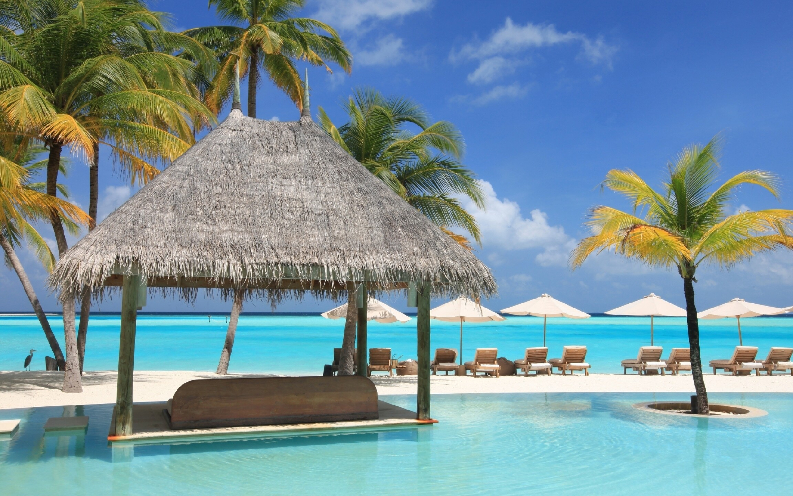 Beautiful resort, Maldives getaway, Beach wallpapers, Picture-perfect, 2560x1600 HD Desktop