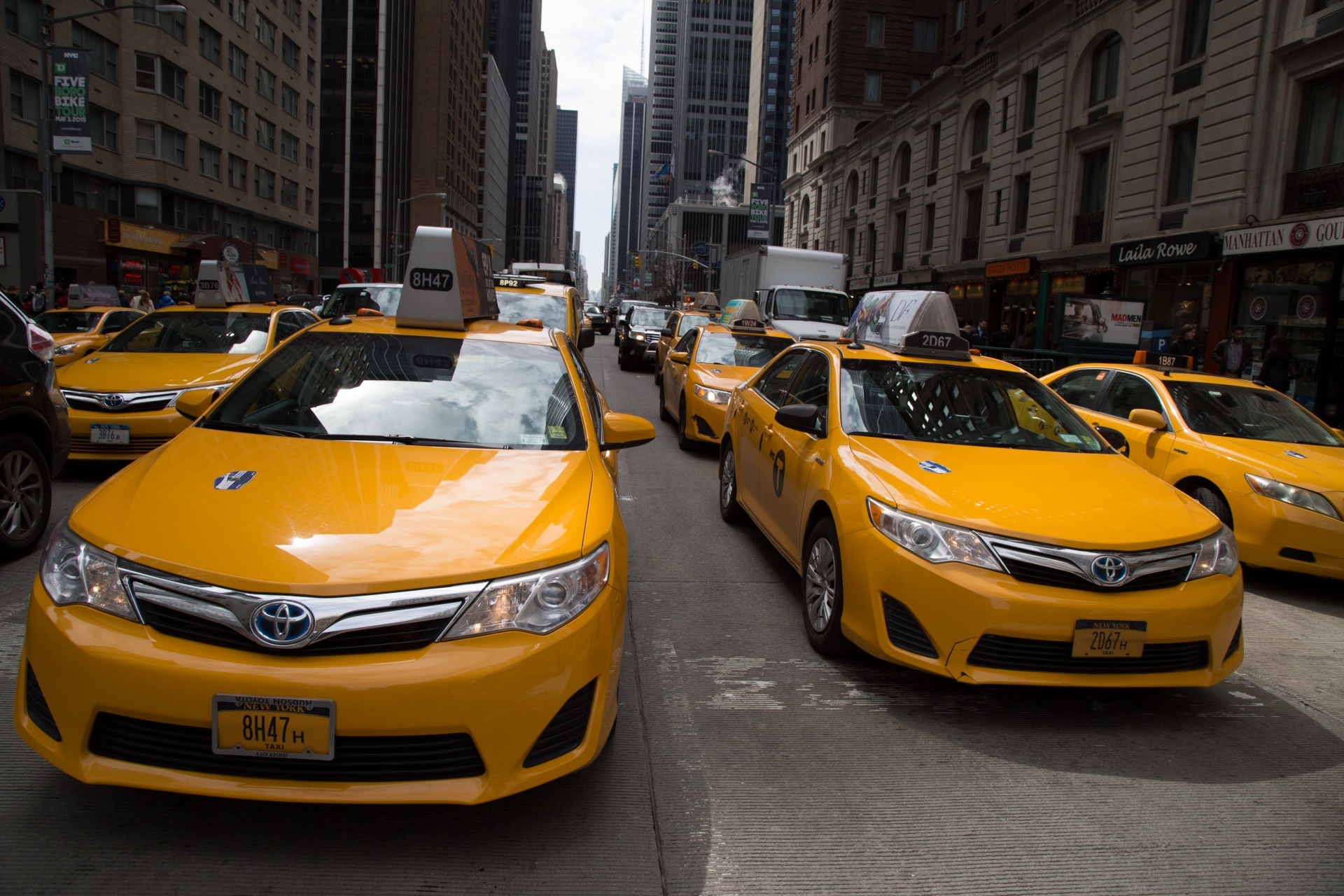 Taxi: Yellow taxi cabs in New York, The medallion system created in 1937. 1920x1280 HD Wallpaper.