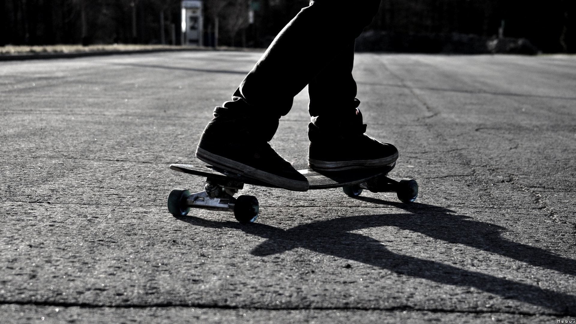 Skateboarding: Monochrome classic street skateboard, Outdoor recreation and action sport. 1920x1080 Full HD Wallpaper.