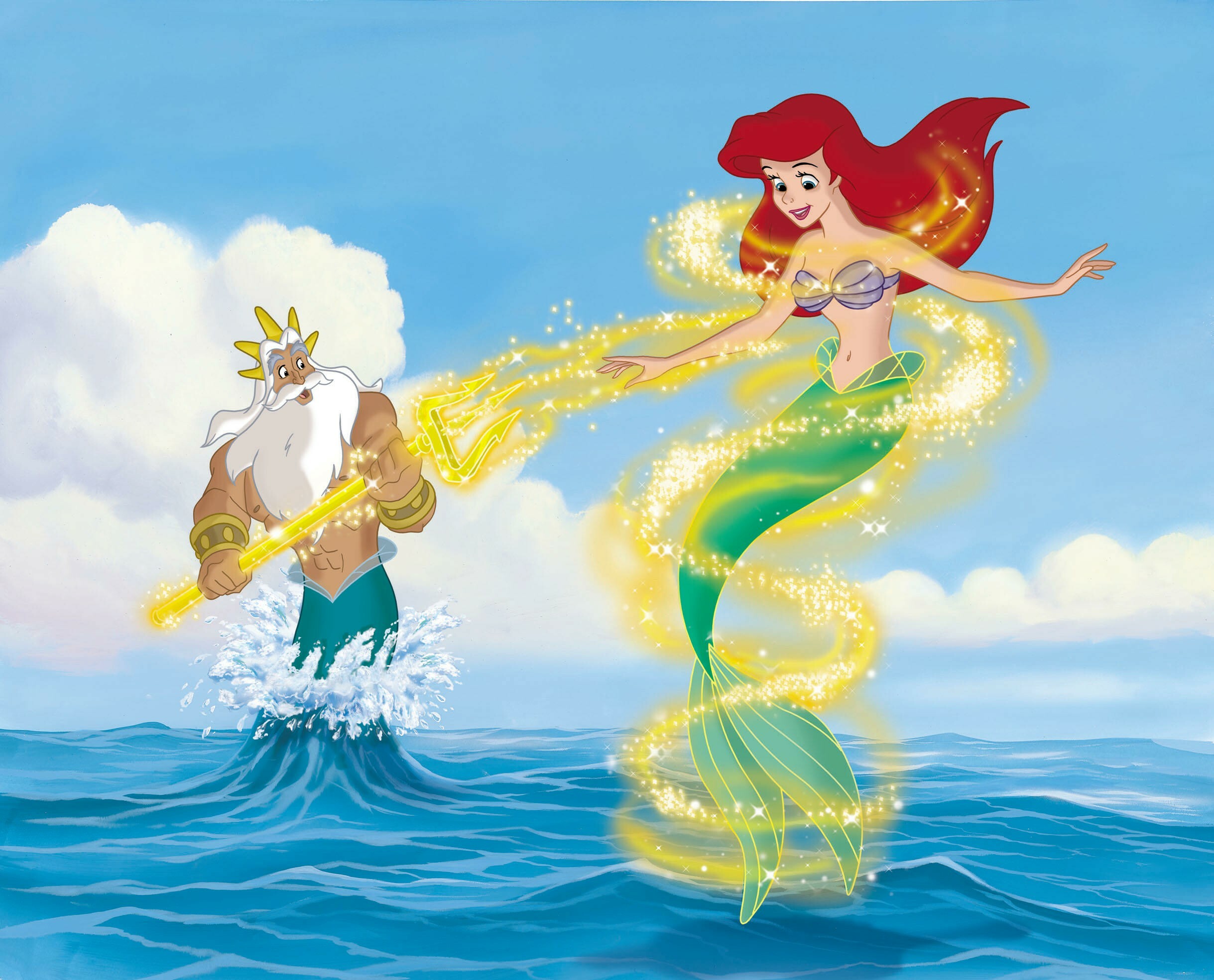 The Little Mermaid: King Triton, A major character in Disney's 1989 animated feature film. 2440x1970 HD Background.
