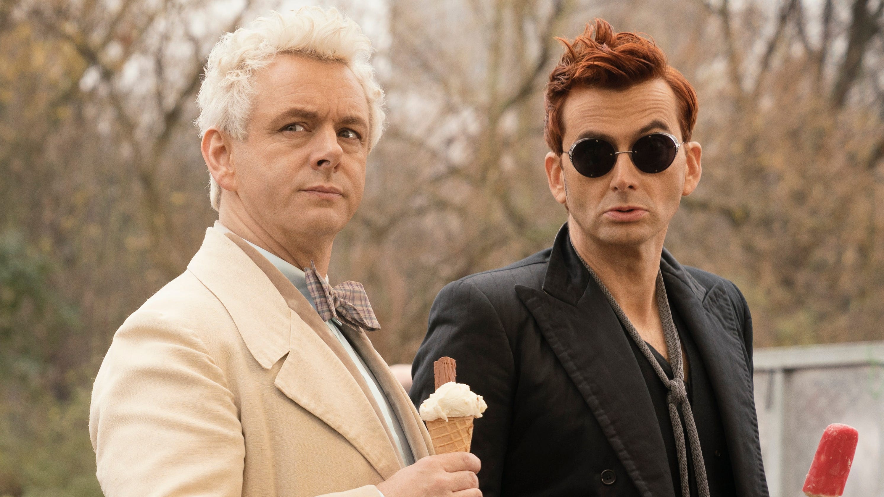 Good Omens TV series, HD wallpapers collection, Engaging visuals, Atmospheric scenes, 2990x1680 HD Desktop
