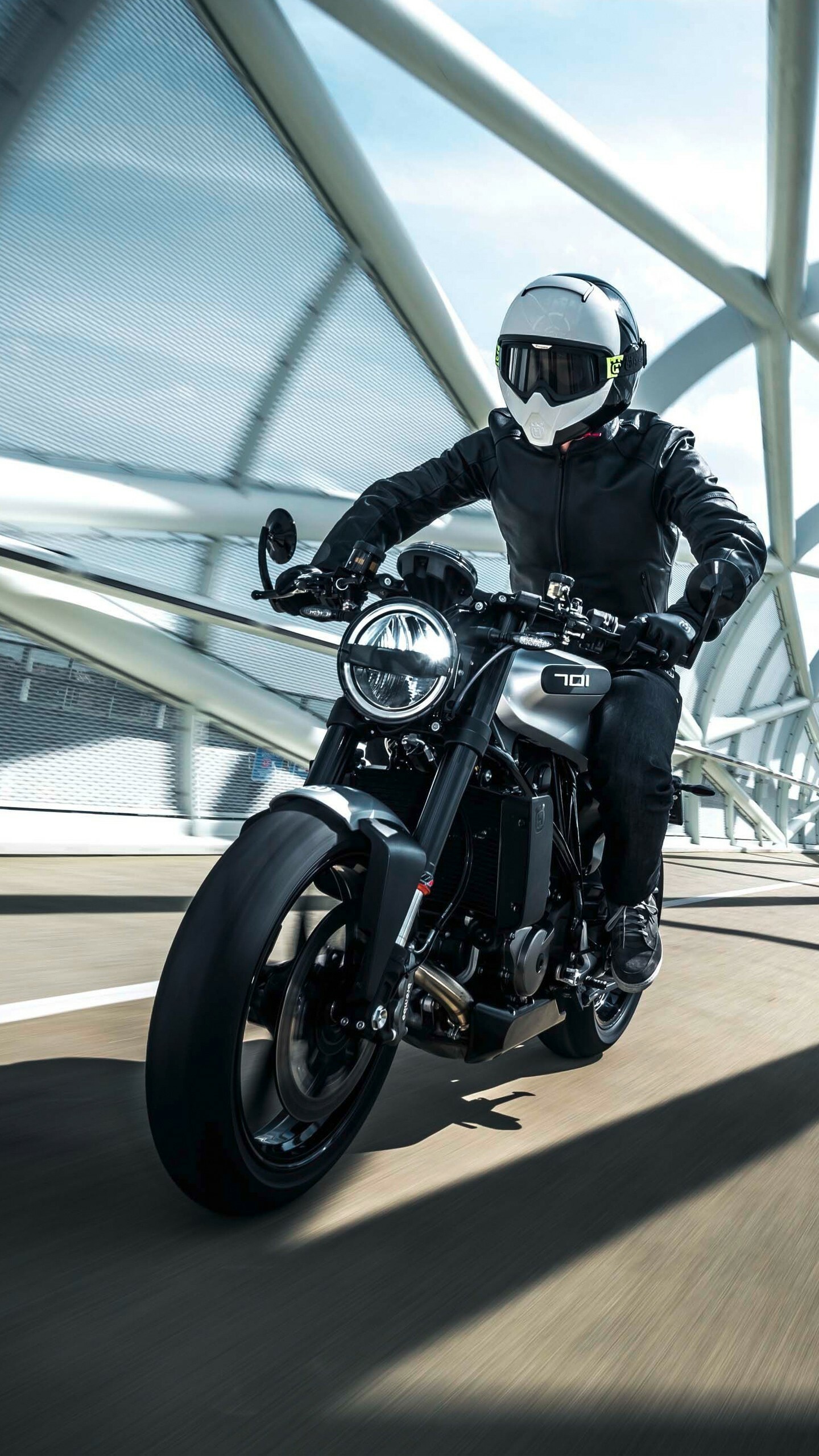 Husqvarna: Vitpilen 701, A powerful motorcycle, Liquid-cooled OHC single-cylinder. 1440x2560 HD Background.