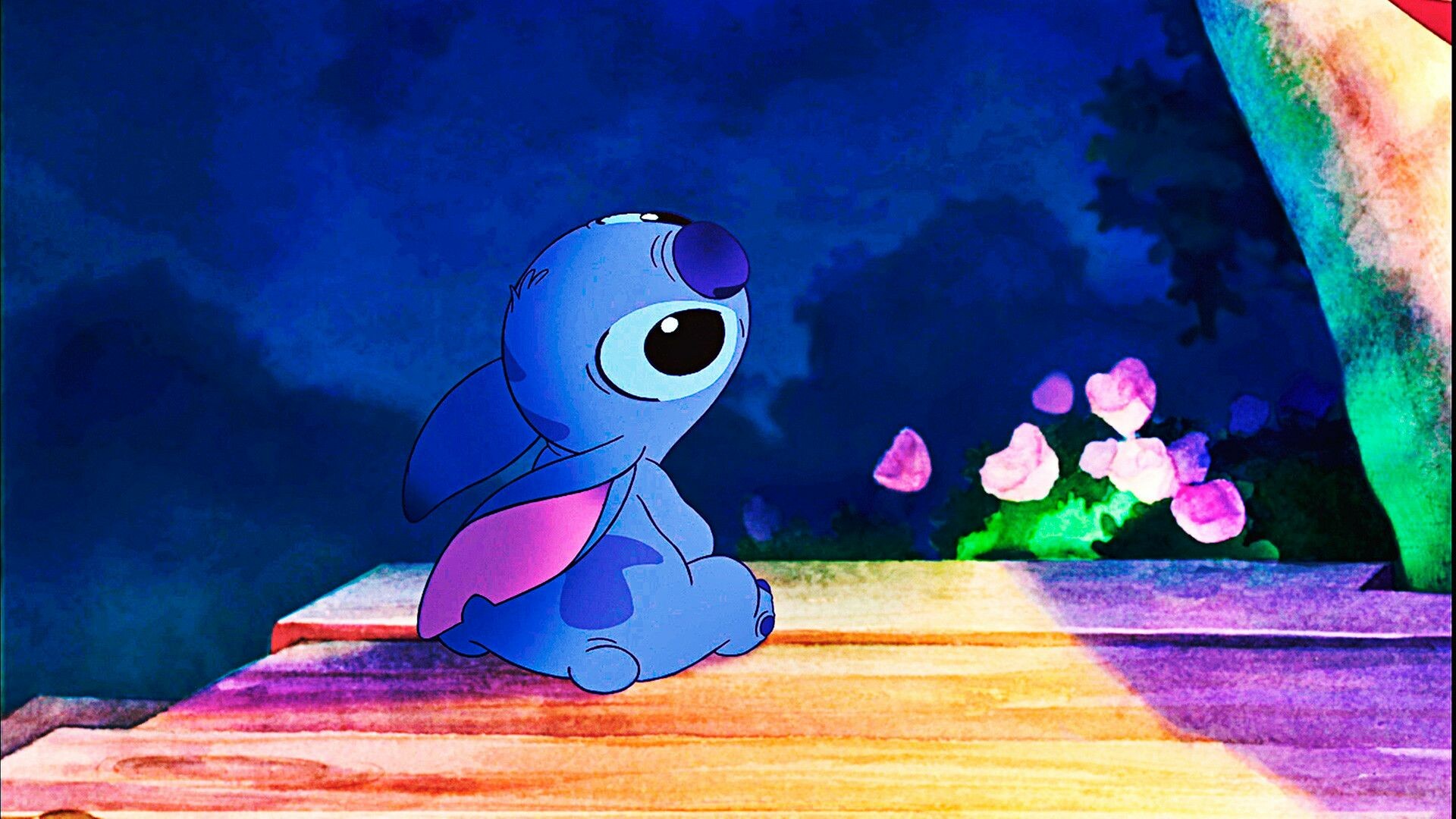Lilo and Stitch: An illegally-made, genetically engineered, extraterrestrial life-form resembling a blue koala. 1920x1080 Full HD Background.