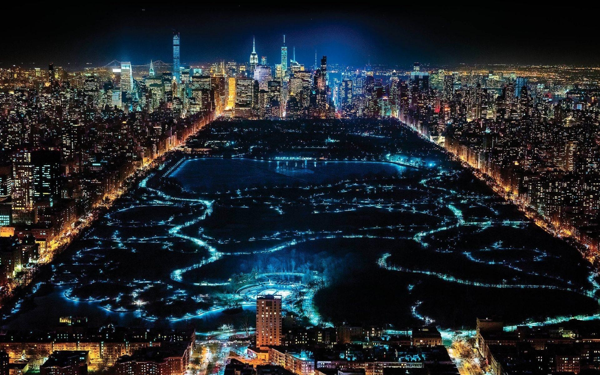 Central Park: A favorite spot for many New Yorkers, Night city skyline. 1920x1200 HD Wallpaper.