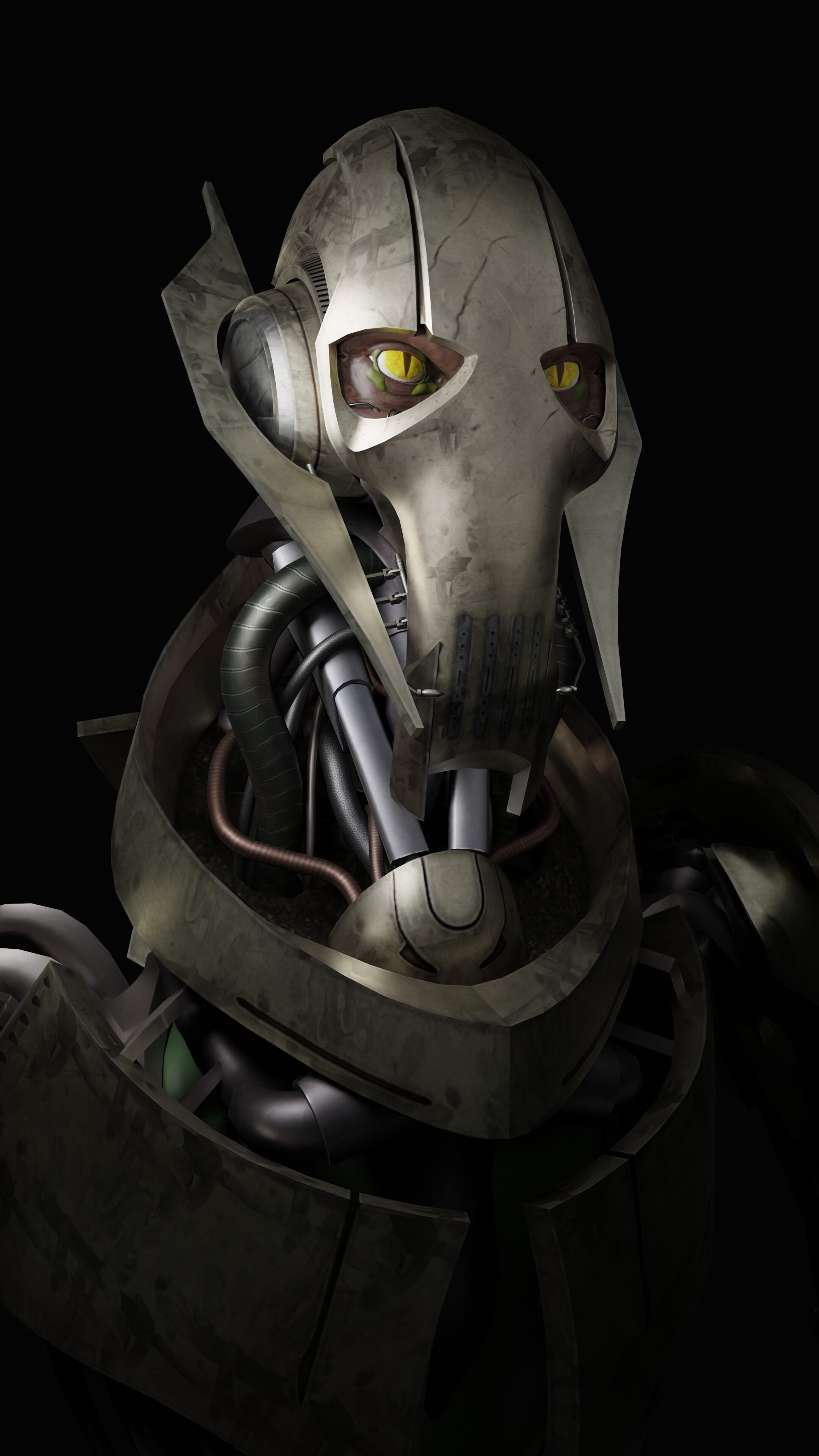 General Grievous: The character introduced in the 2003 animated series Star Wars: Clone Wars, A brilliant military strategist. 2160x3840 4K Background.